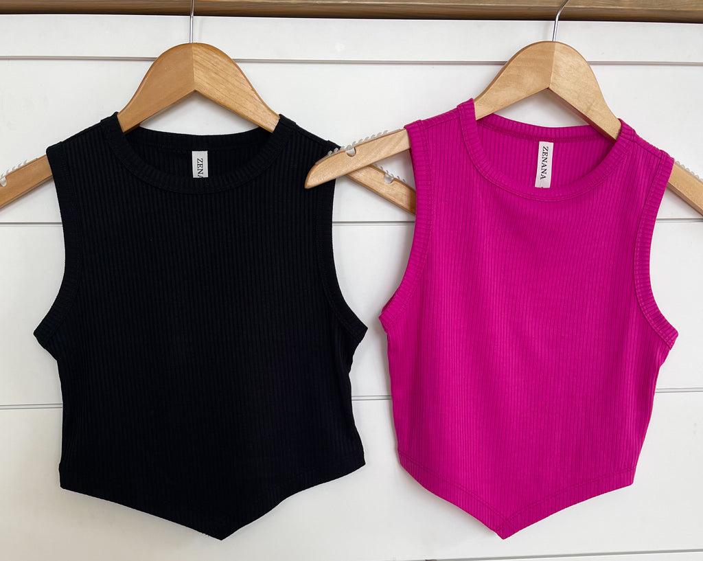 Joss V Line Hem Crop Tank Top – 3 jems boutique