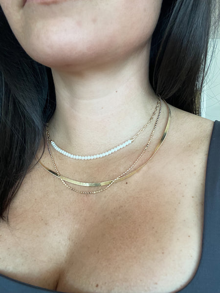 Layered Metallic And Pearl Necklace