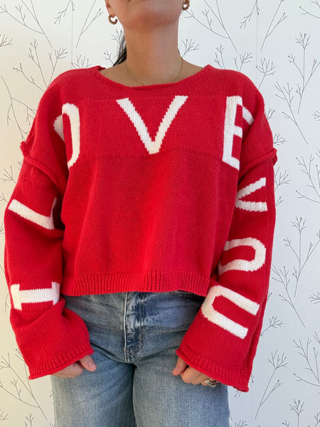 "I Love You" Letter Knit Top