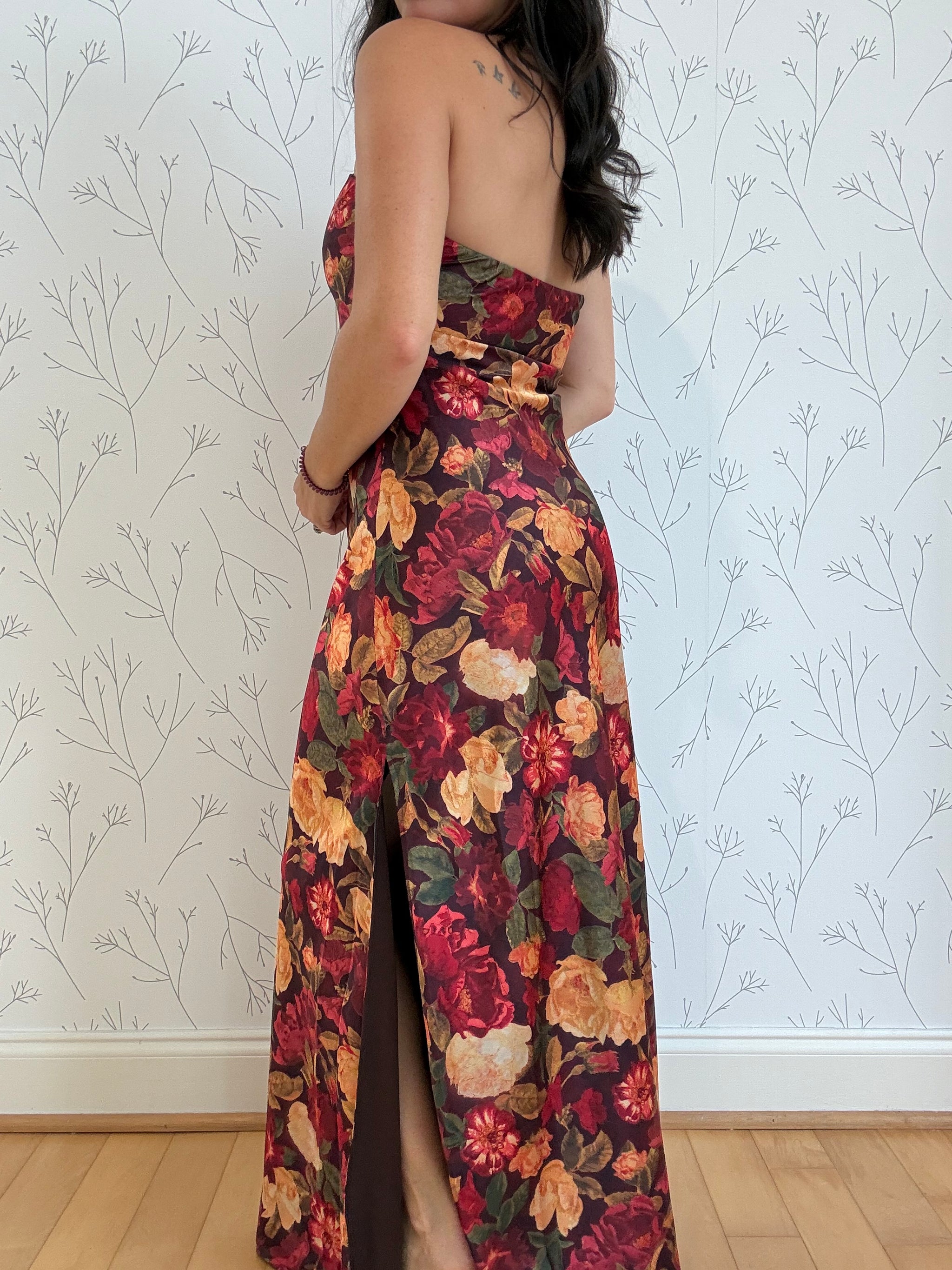 Sangria Bloom Strapless Maxi Dress