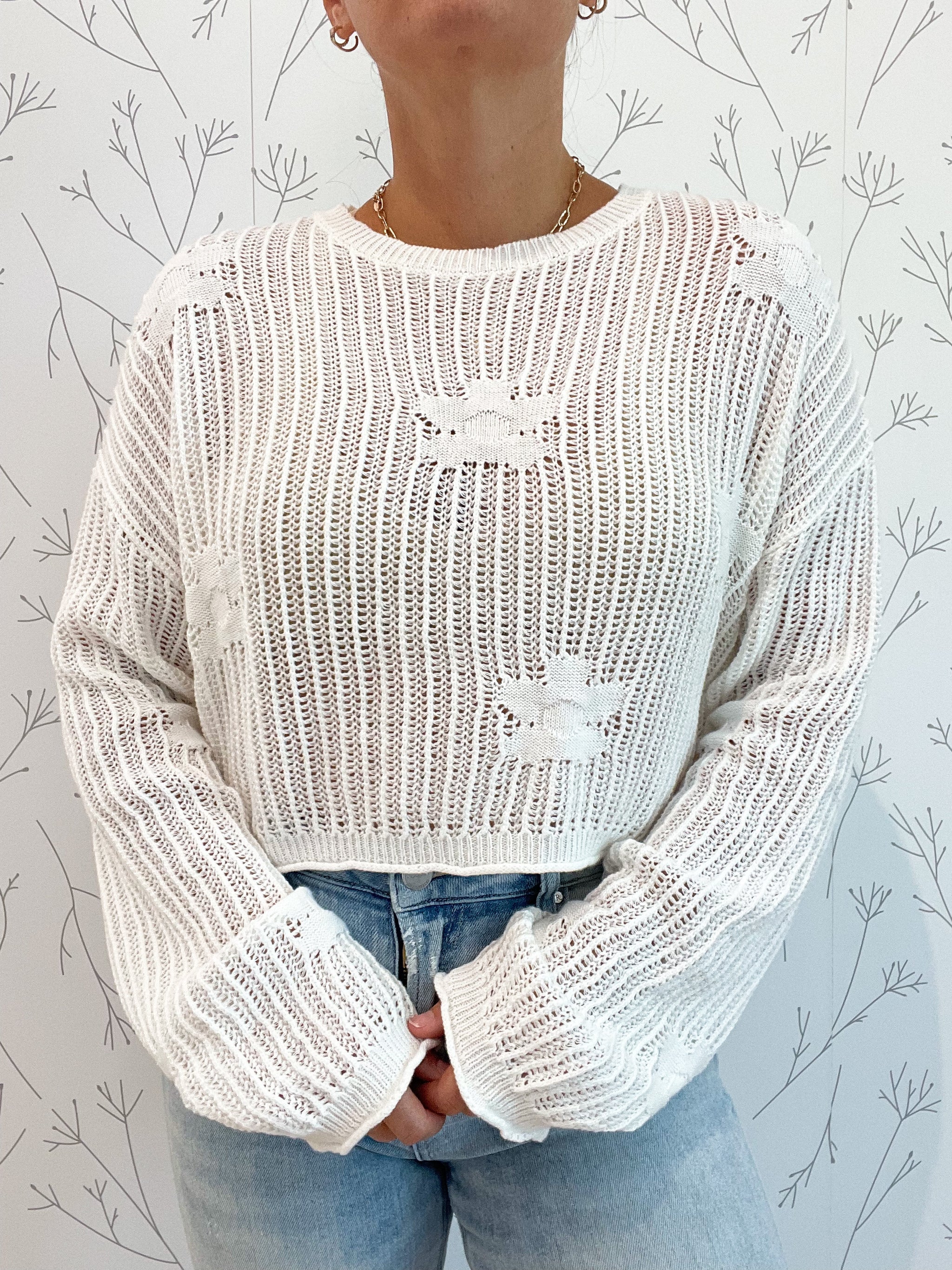 Flower Lightweight Knit Sweater