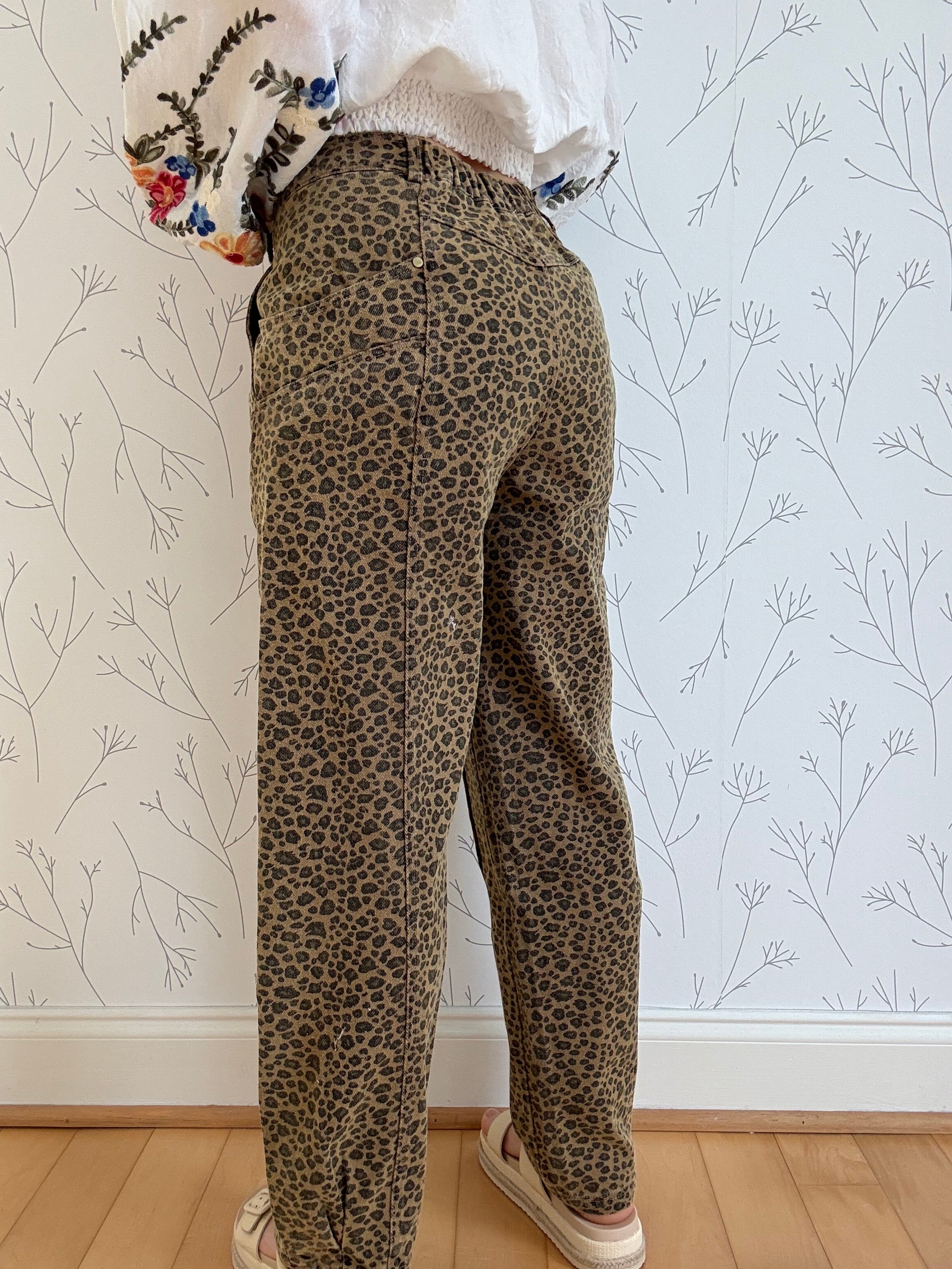 Leopard Print Barrel Pants