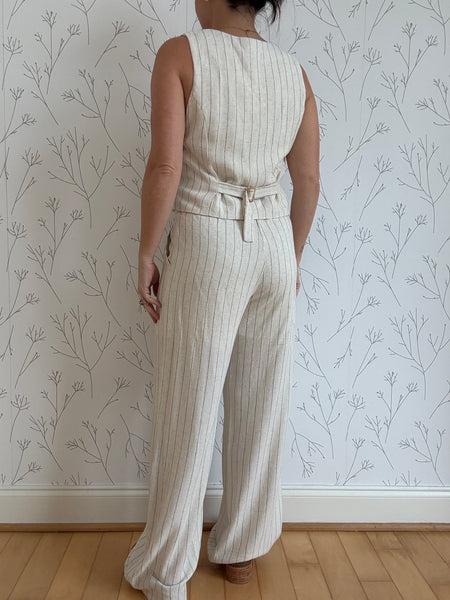 Striped Linen Vest & Pants Set