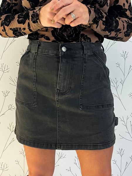 Cargo Denim Mini Skirt