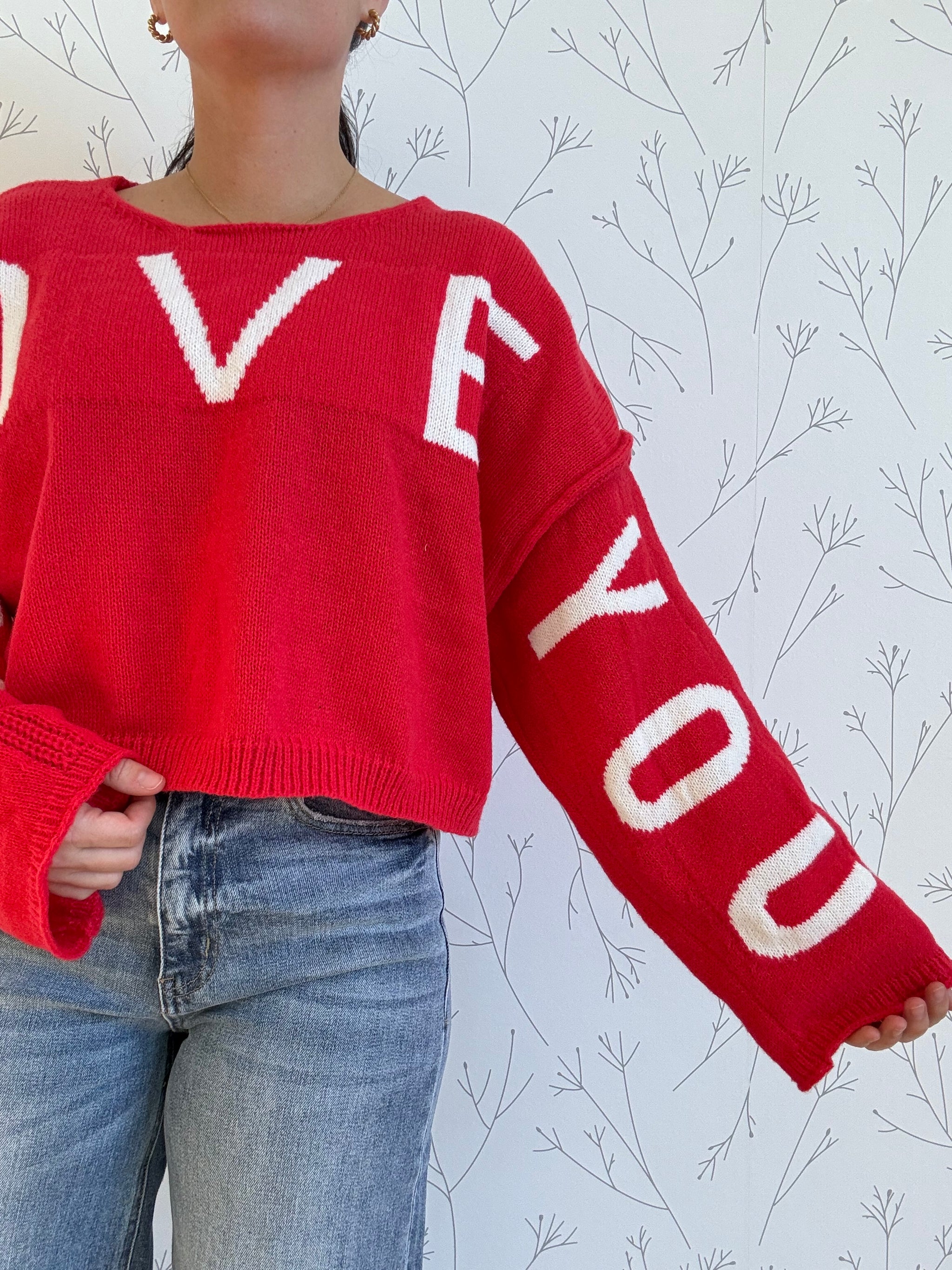 "I Love You" Letter Knit Top