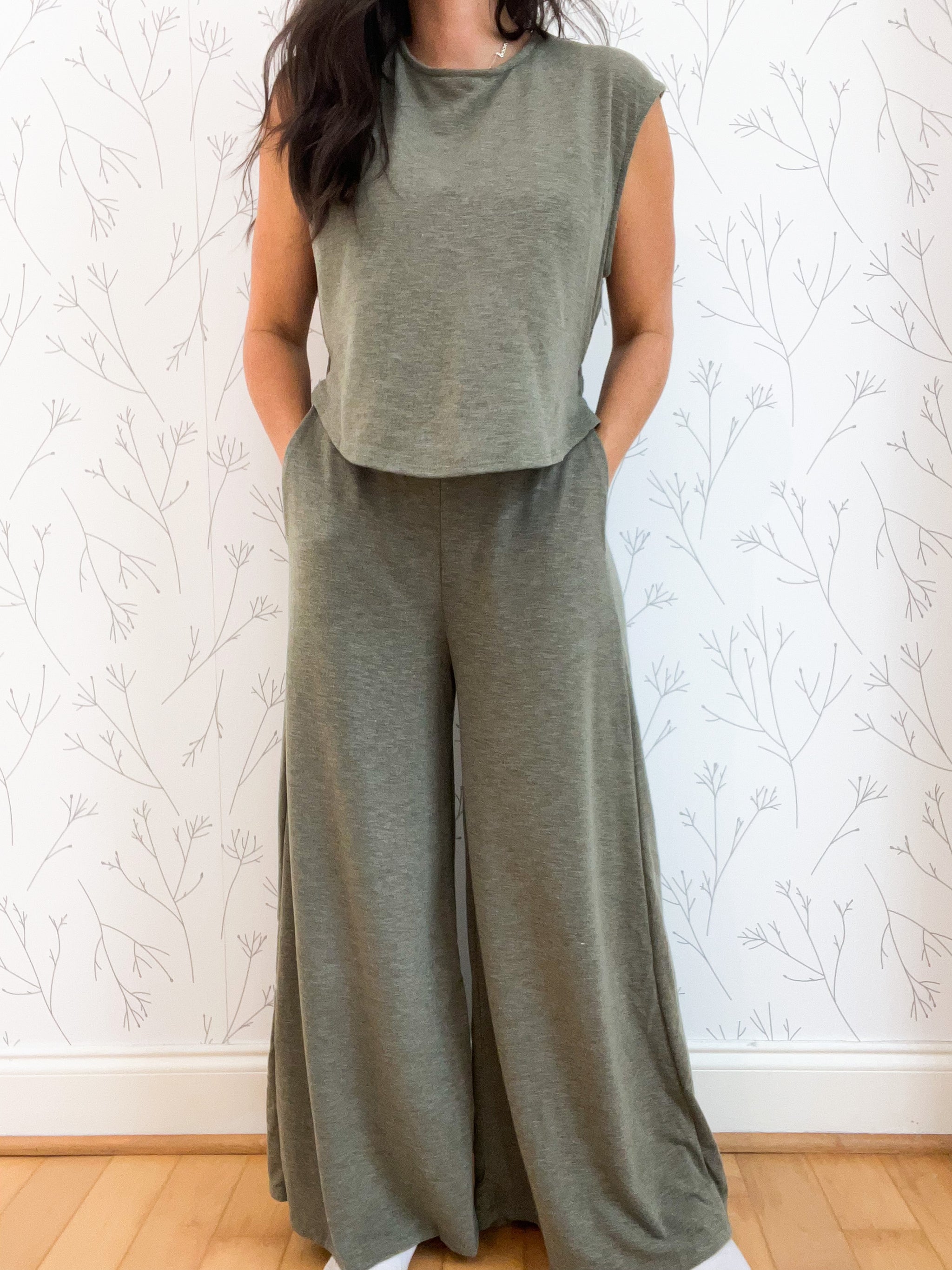Open Front Wide Leg Jumpsuit