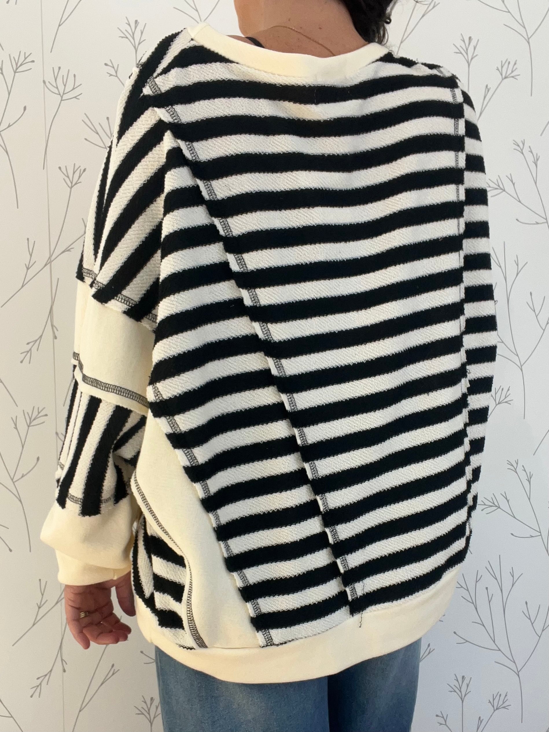 Stripe Oversized Sweatshirt Top