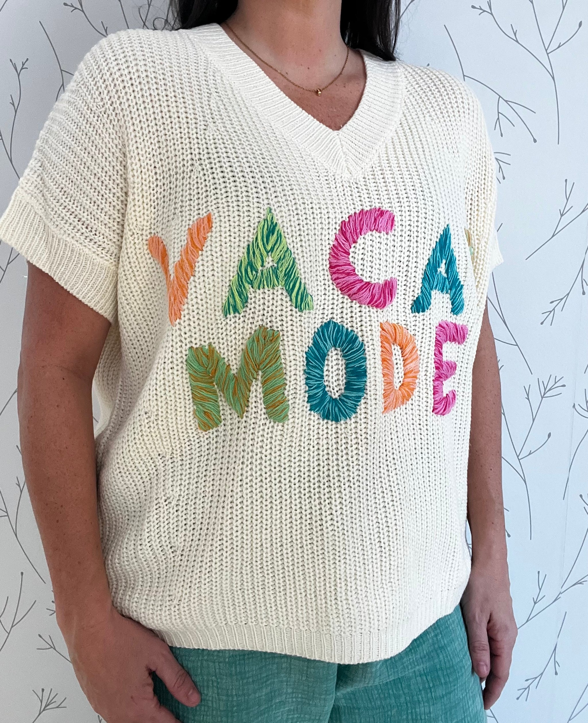 Vacay Mode Embroidered Top