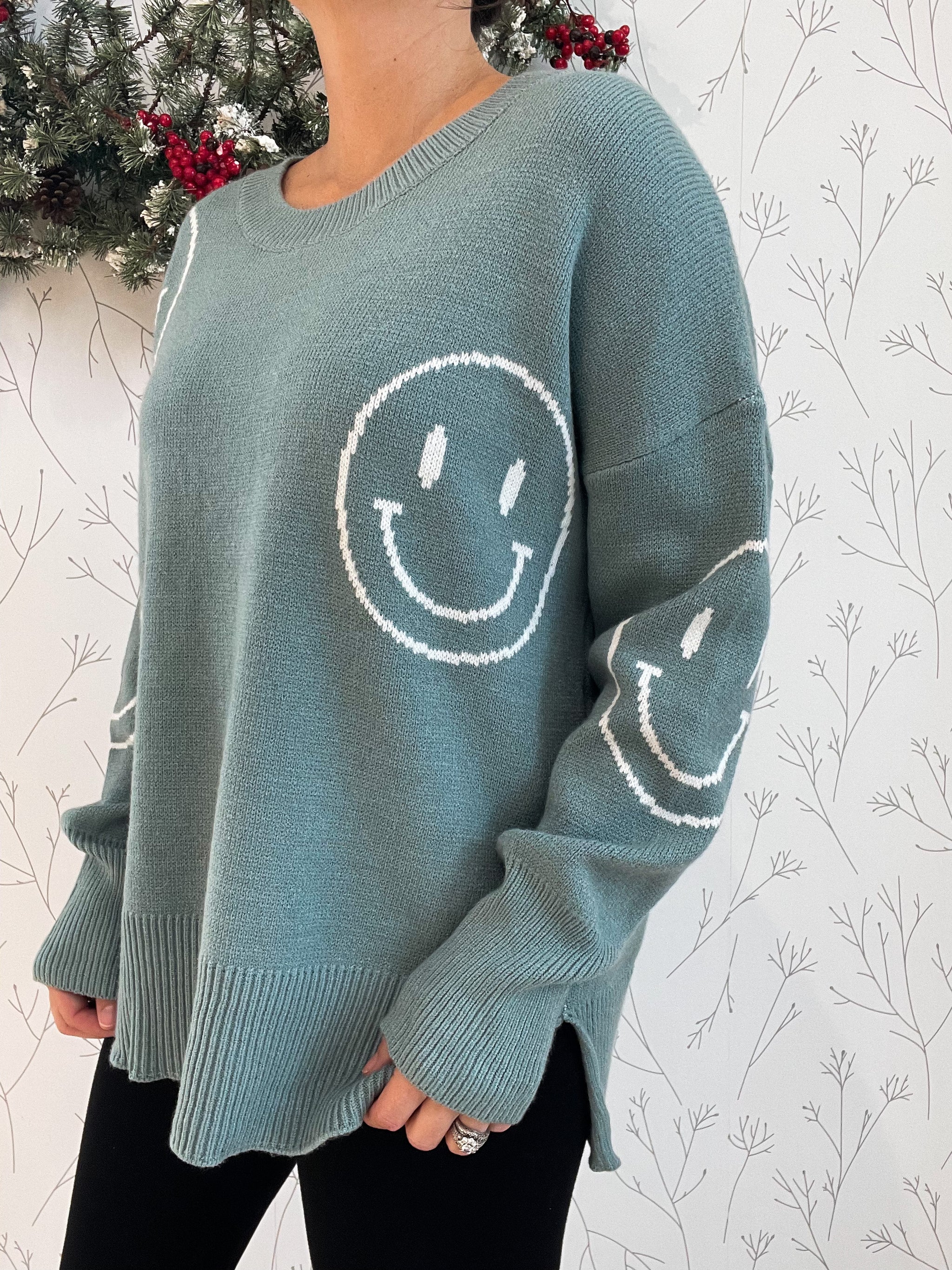 Smiley Face Knit Sweater