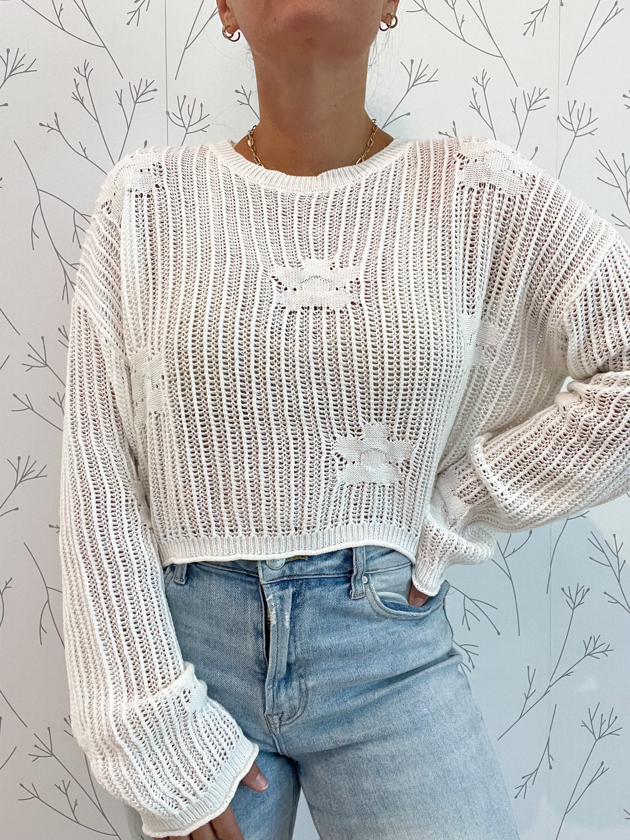 Flower Lightweight Knit Sweater