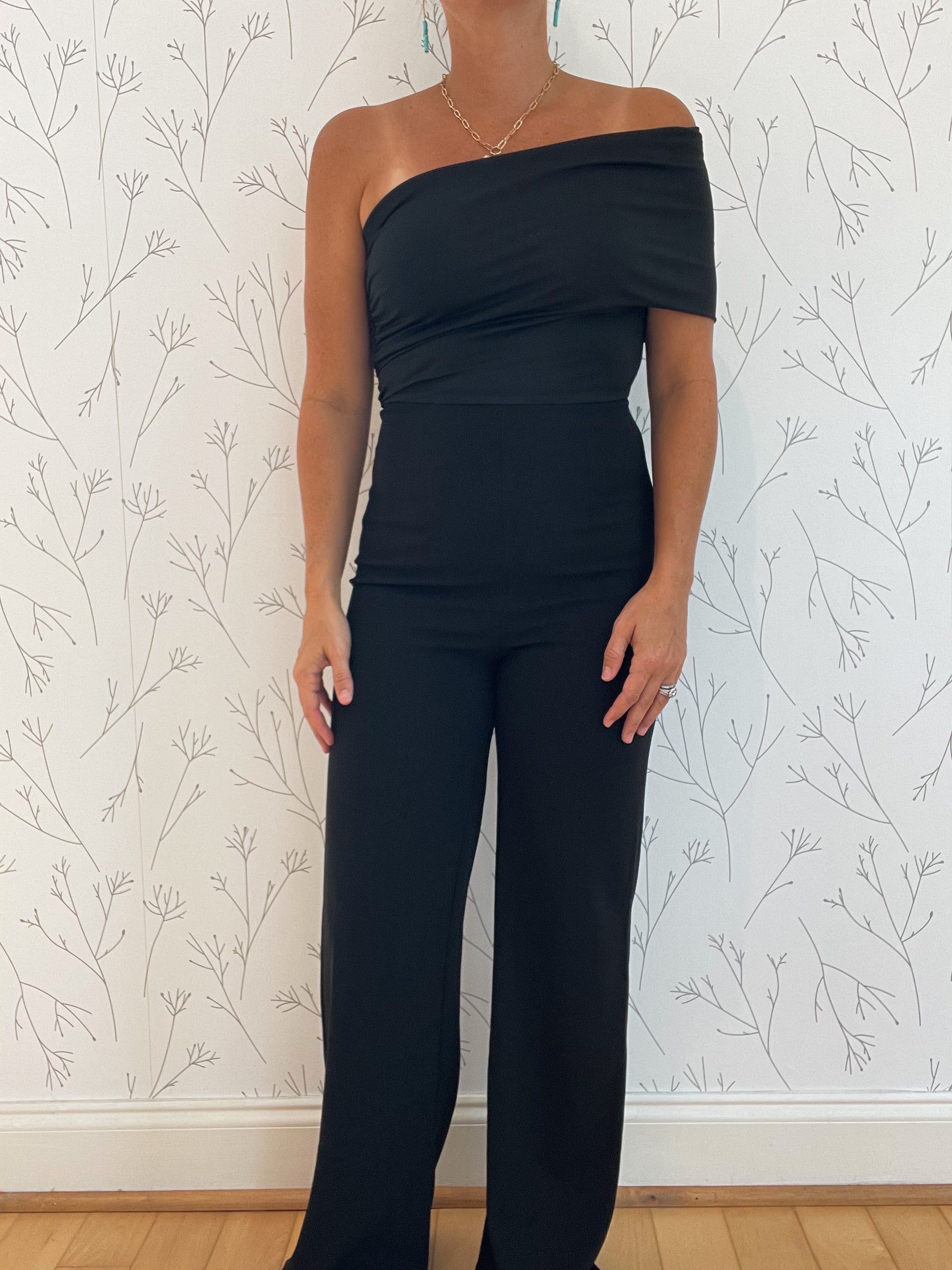 One Shoulder Knit Stretch Jumpsuit