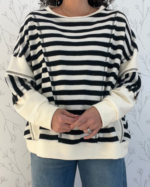 Stripe Oversized Sweatshirt Top