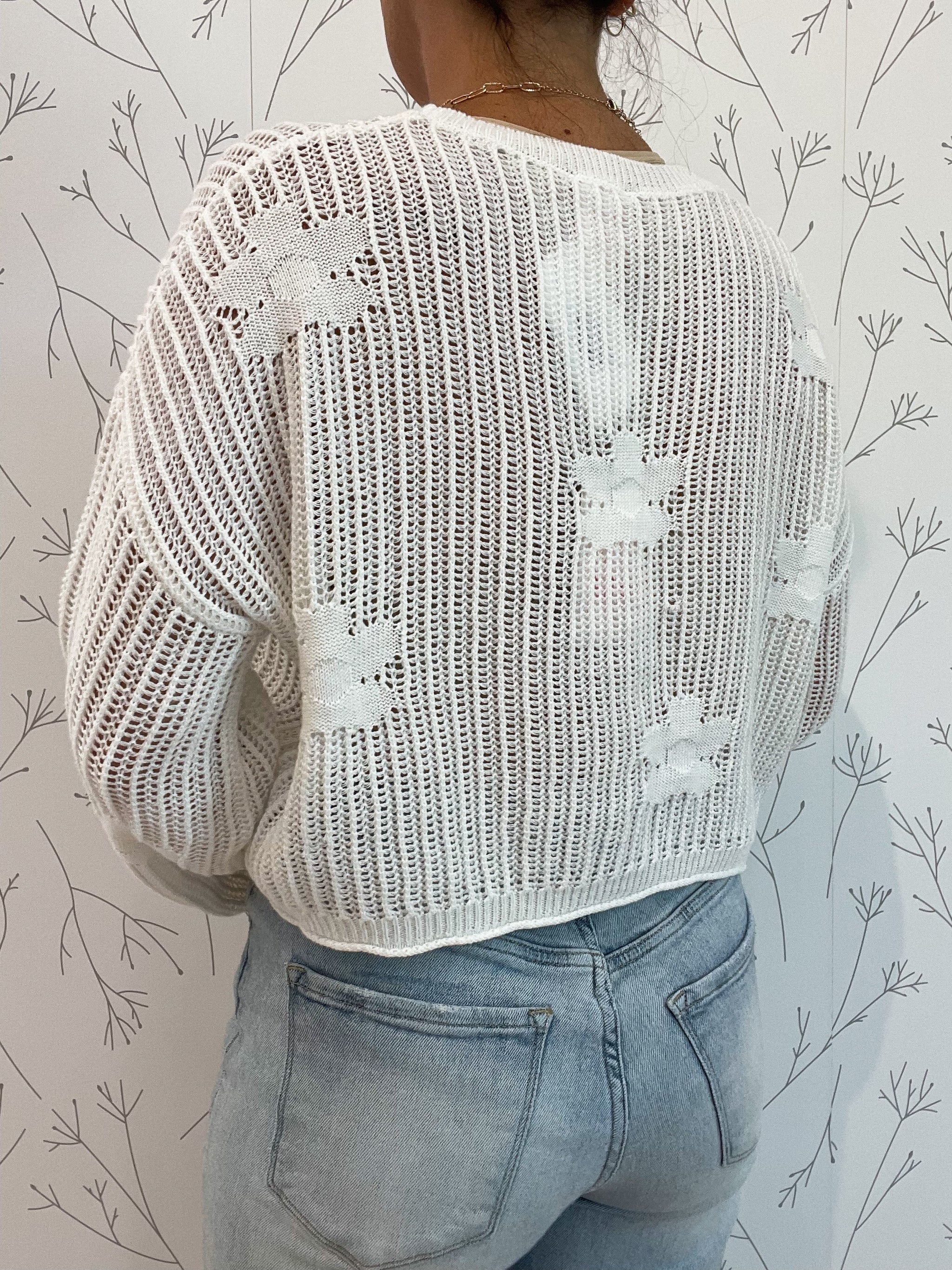 Flower Lightweight Knit Sweater