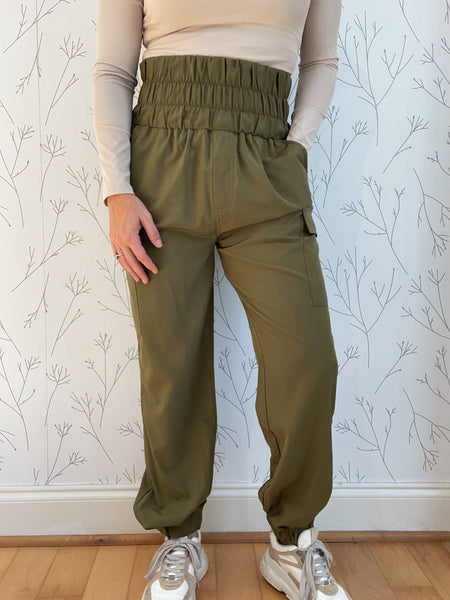 High Waisted Paperbag Jogger Cargo Pants