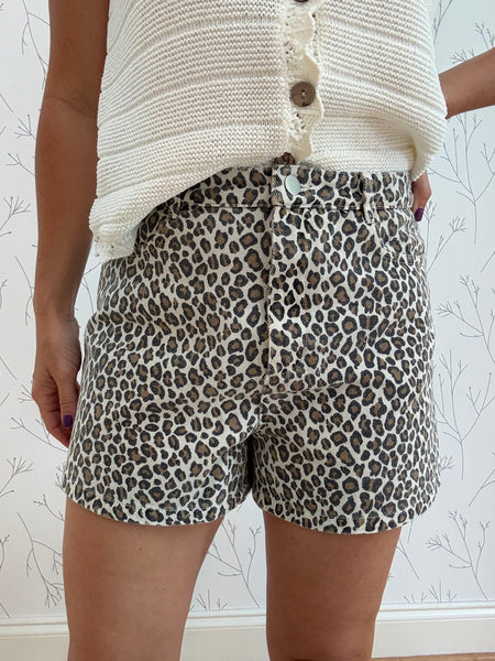 Animal Print Twill Shorts