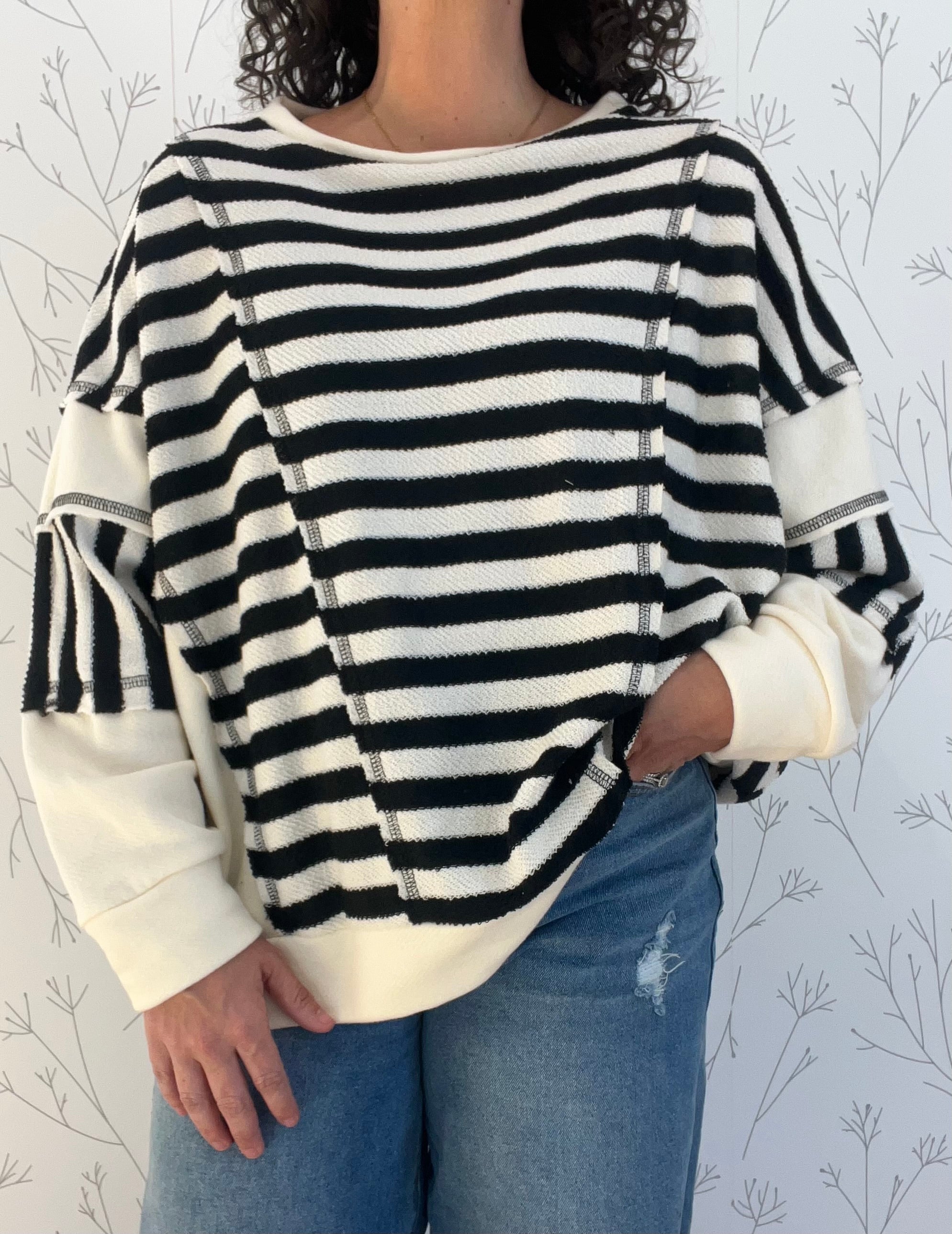 Stripe Oversized Sweatshirt Top