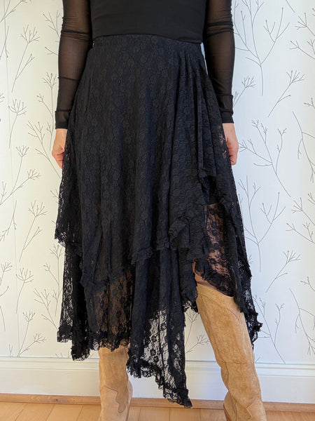 Lace Tier Midi Skirt