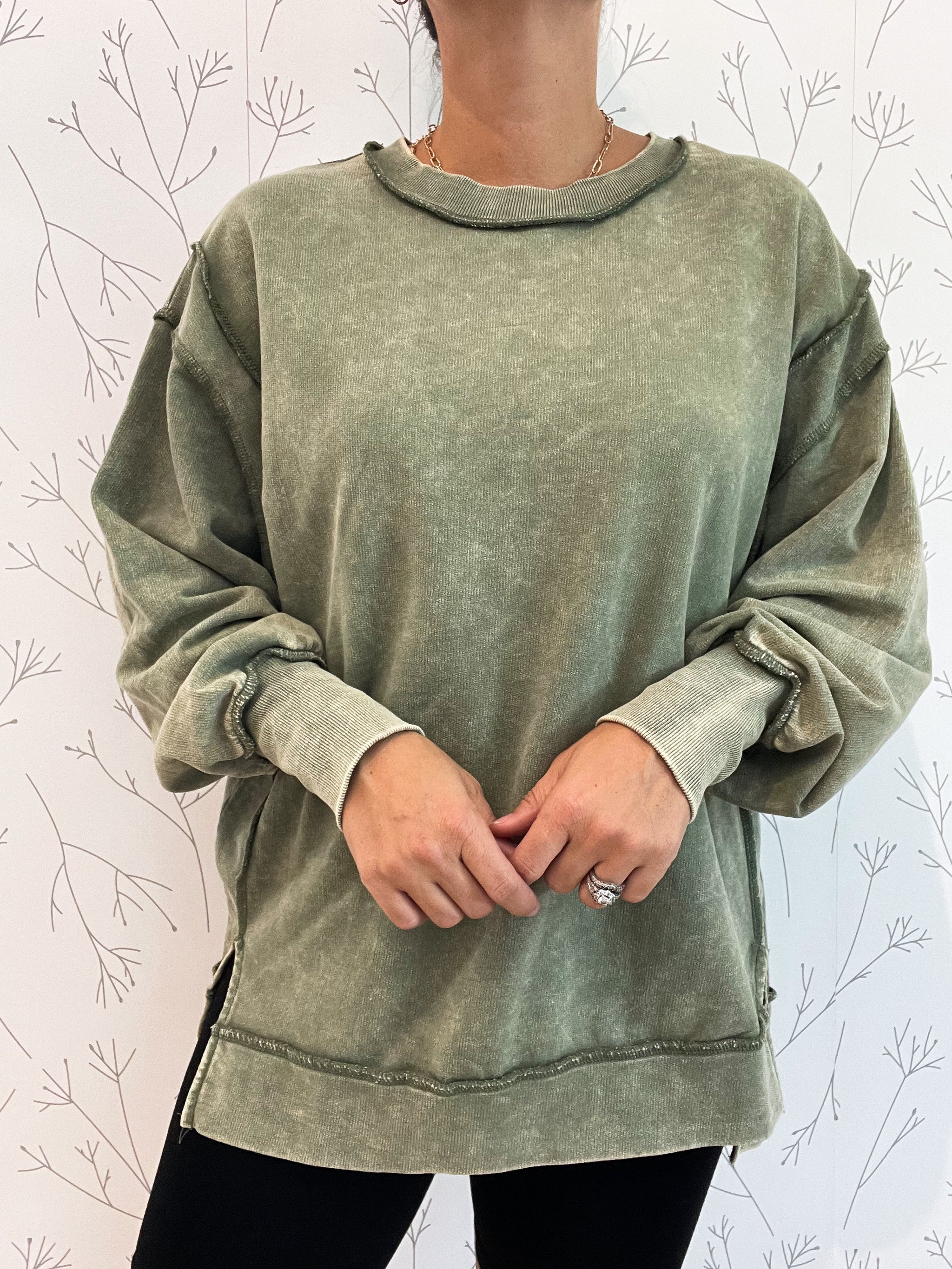 Exposed Seam Oversized  Acid Washed Sweatshirt