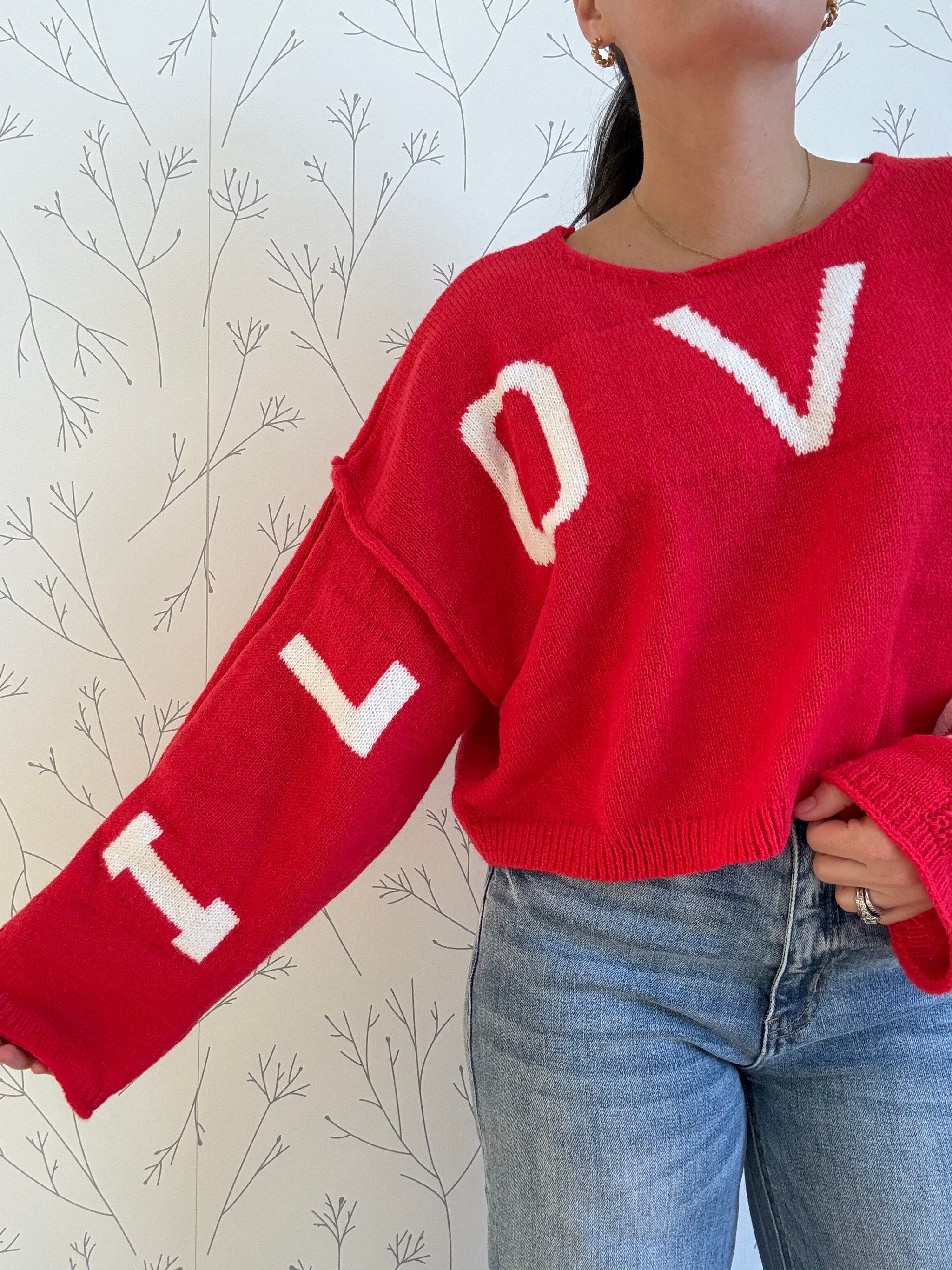 "I Love You" Letter Knit Top