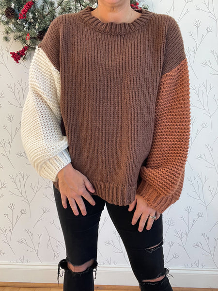 Color Block Chunky Pullover Sweater