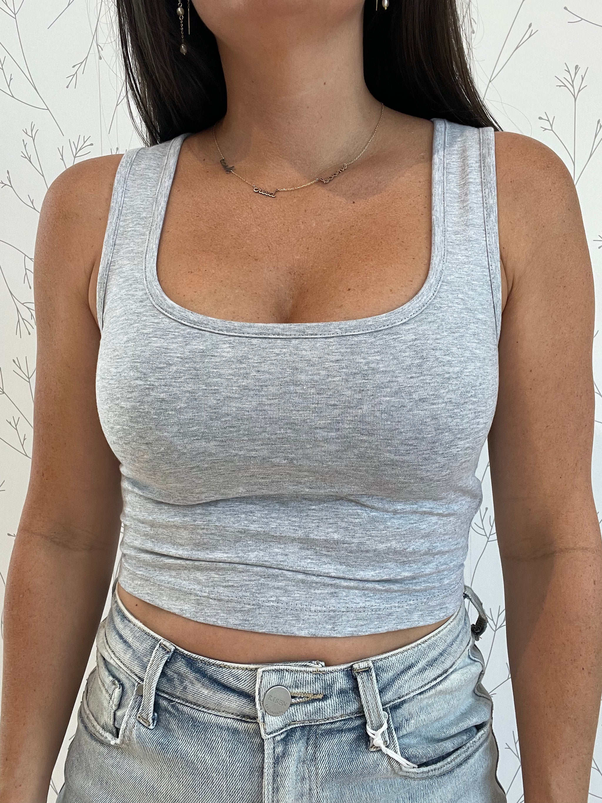 Emily Square Neck Cropped Tank Top