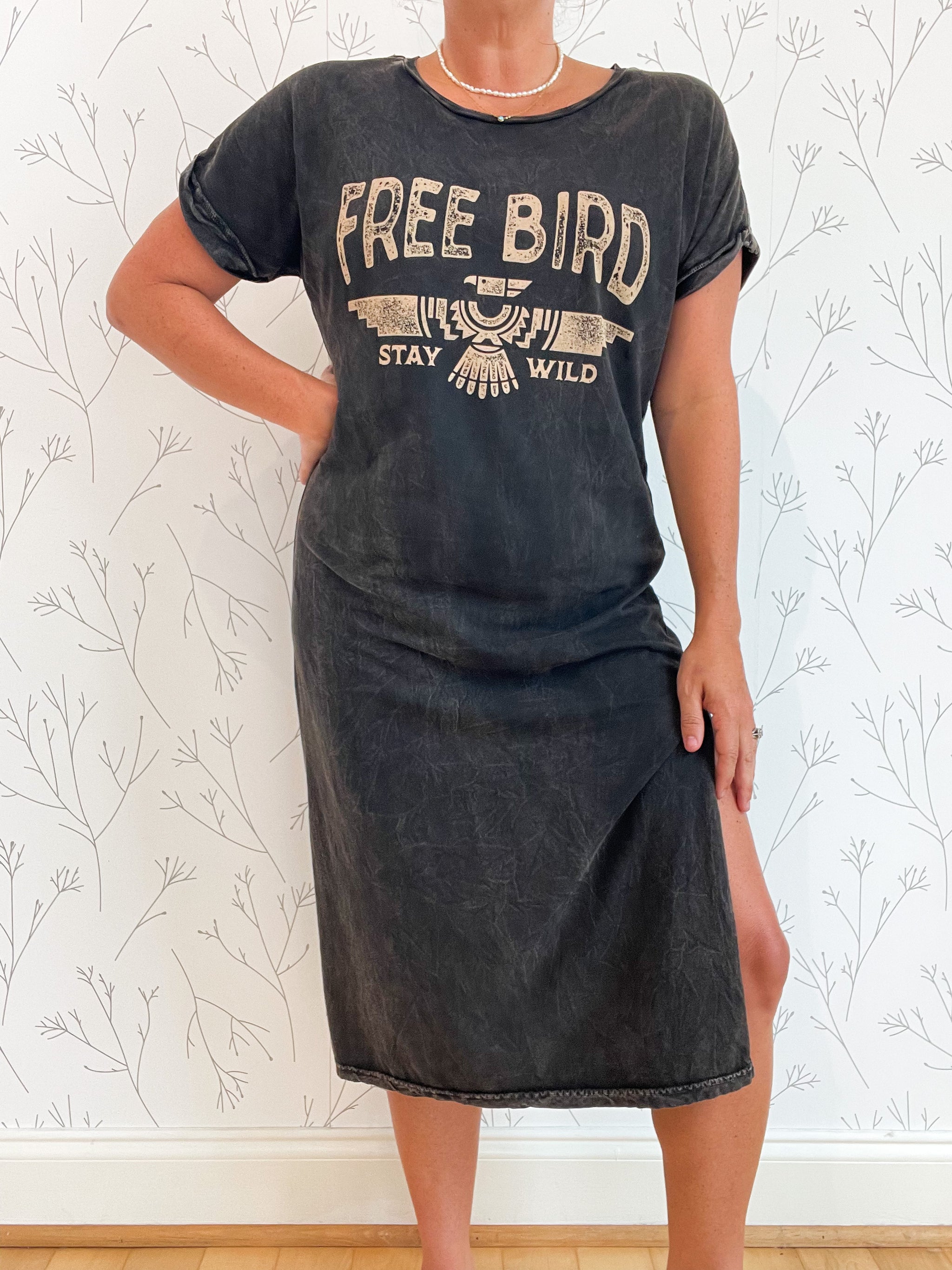 Free Bird Graphic Midi Dress
