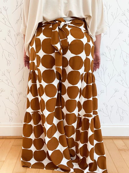 Dot Pattern Waist Tie Palazzo Pant - Plus