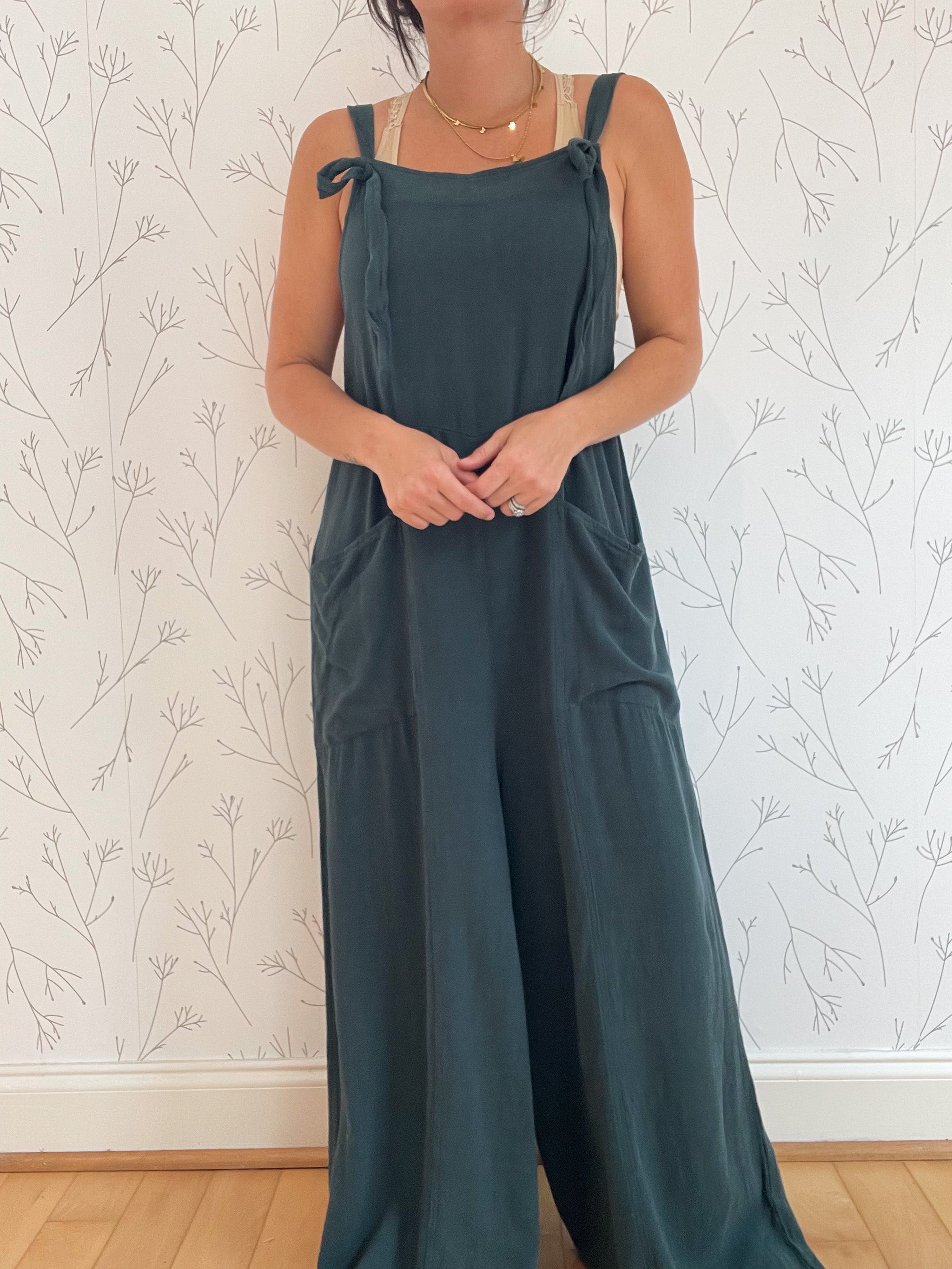 Linen Wide Leg Jumpsuit - Including Plus