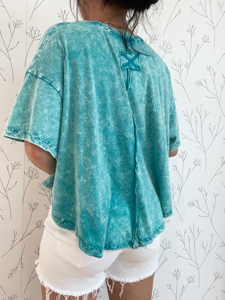Crinkle Washed Round Neck Top