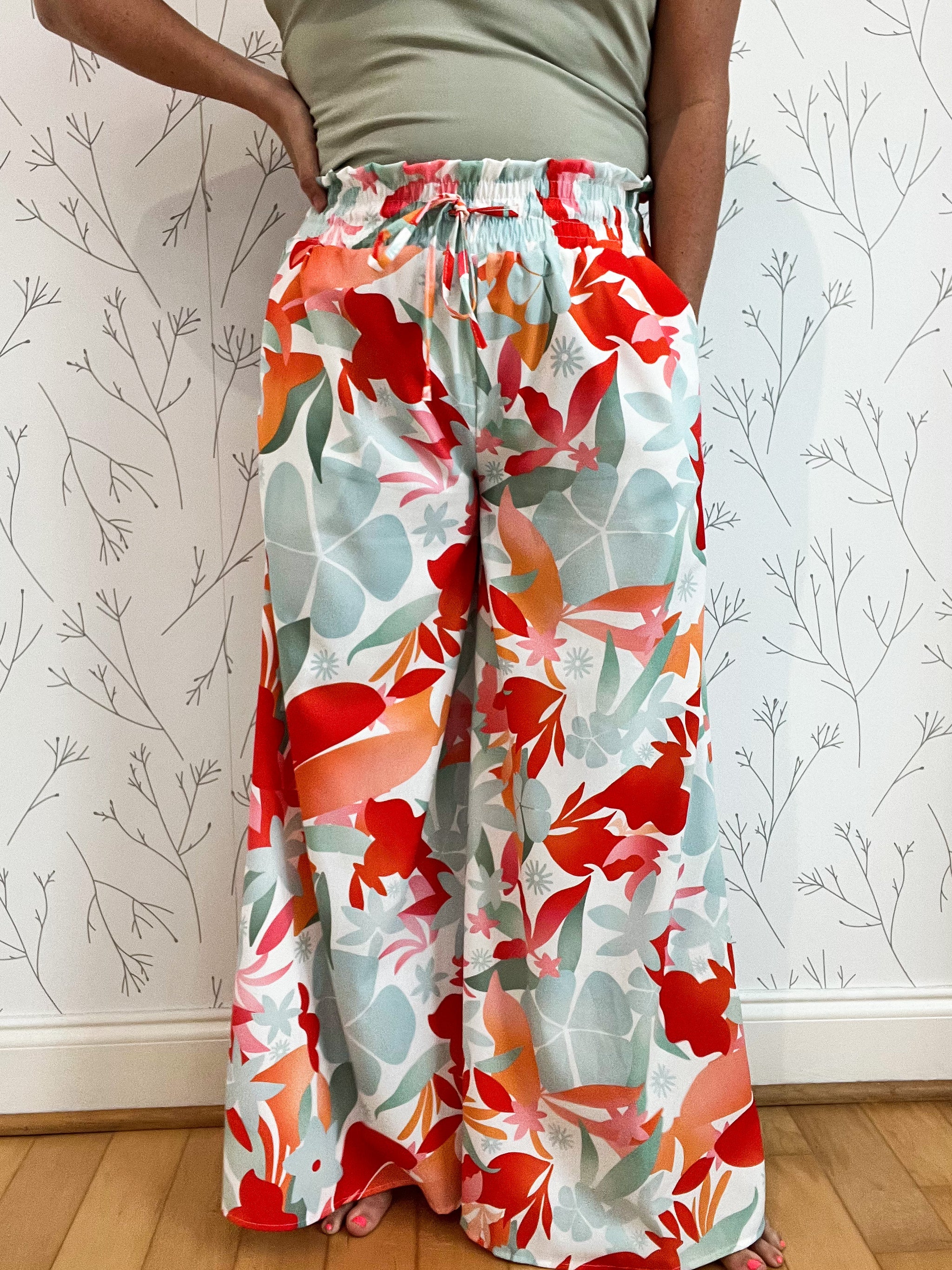 Palazzo Wide Leg Pants w/ Drawstring