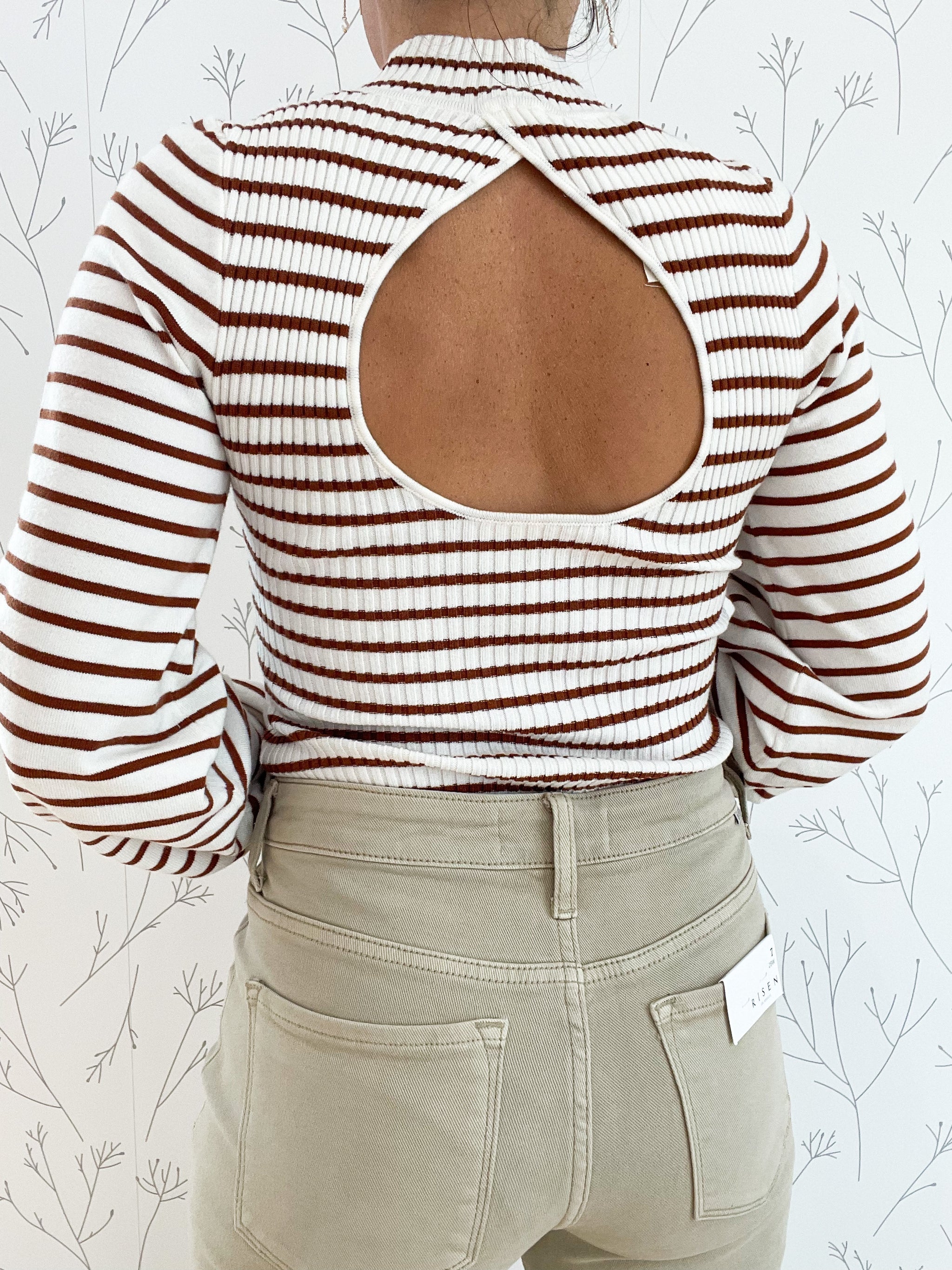 Mock Neck Stripe Sweater Bodysuit