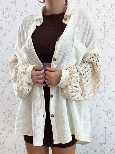 Oversized Shirt With Sweater Sleeve