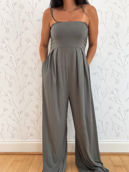 Ruched Top Strapless Jumpsuit