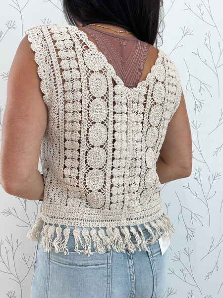 Fringe Hem Crochet Vest