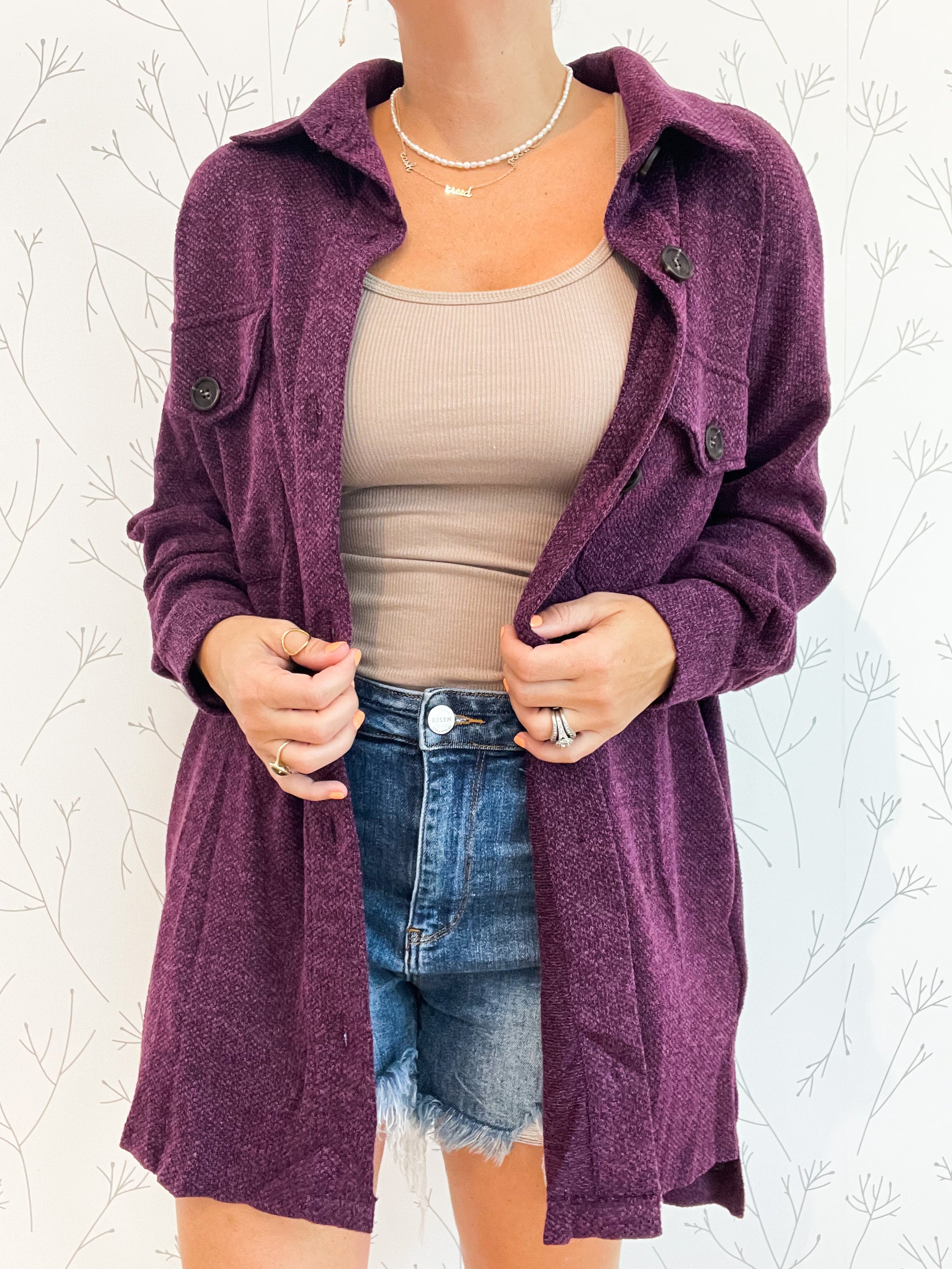 Soft Oversized Jacquard Shacket - Including Plus
