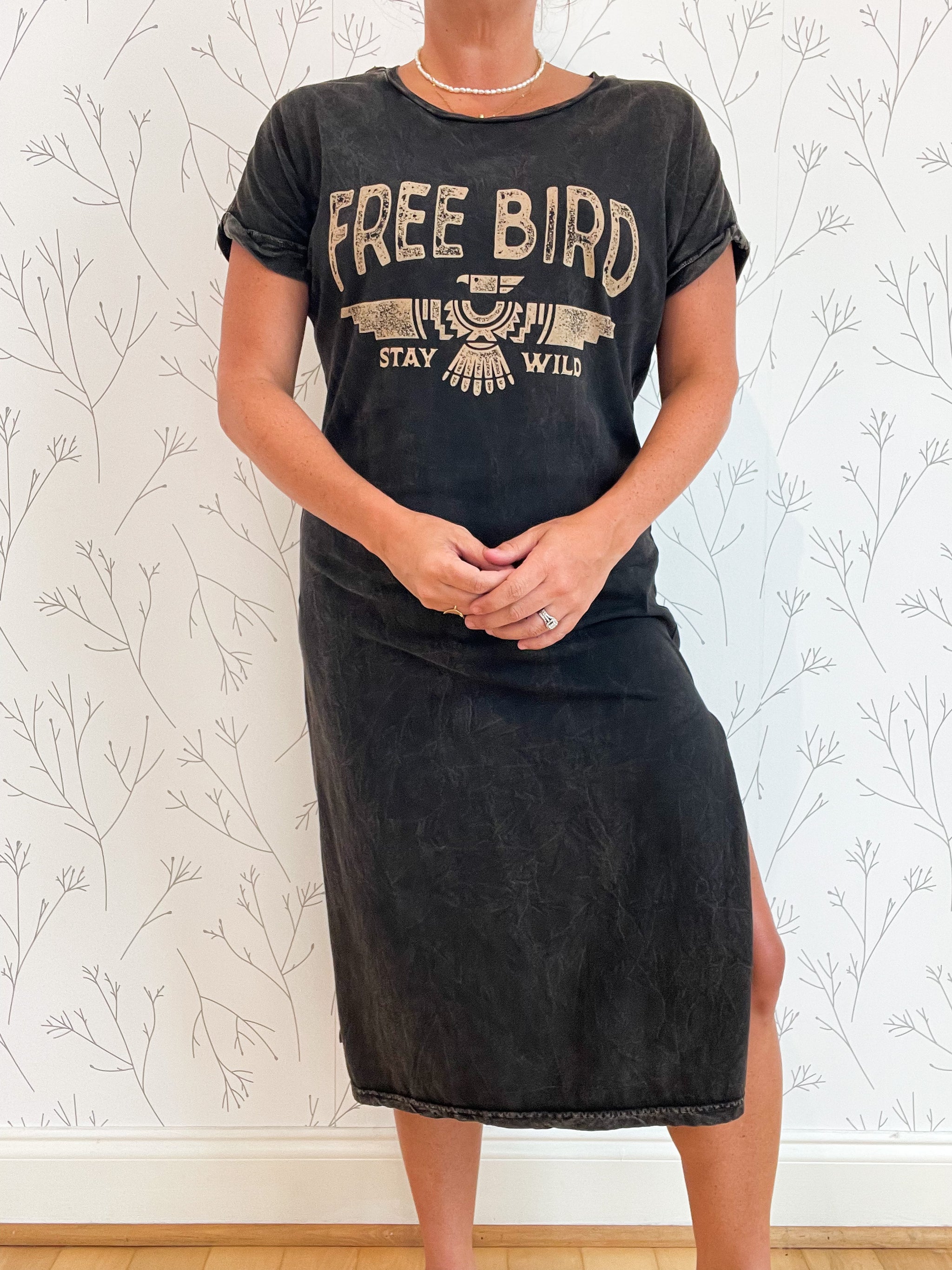 Free Bird Graphic Midi Dress