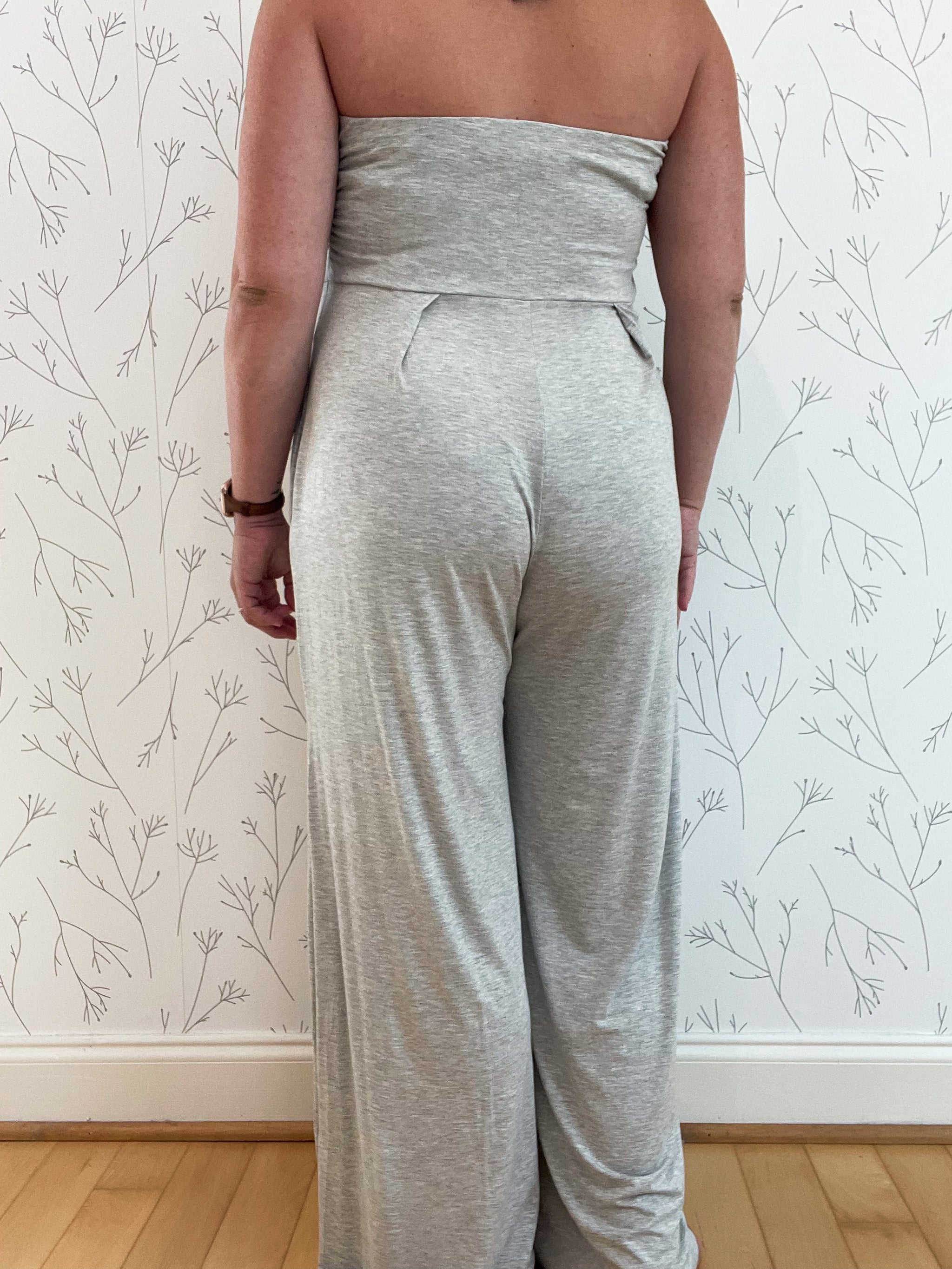 Ruched Top Strapless Jumpsuit