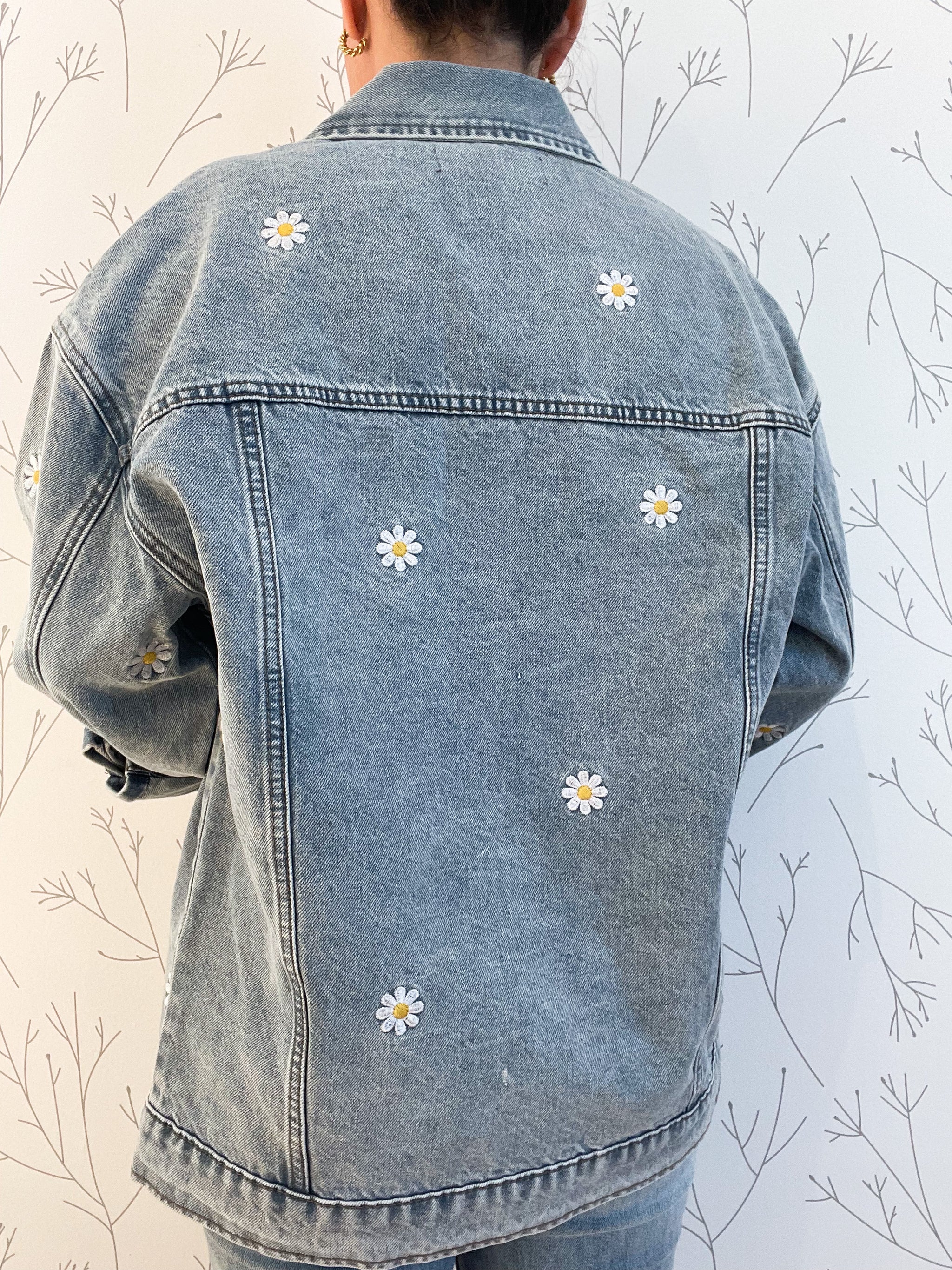Relaxed Fit Floral Embroidered Denim Jacket