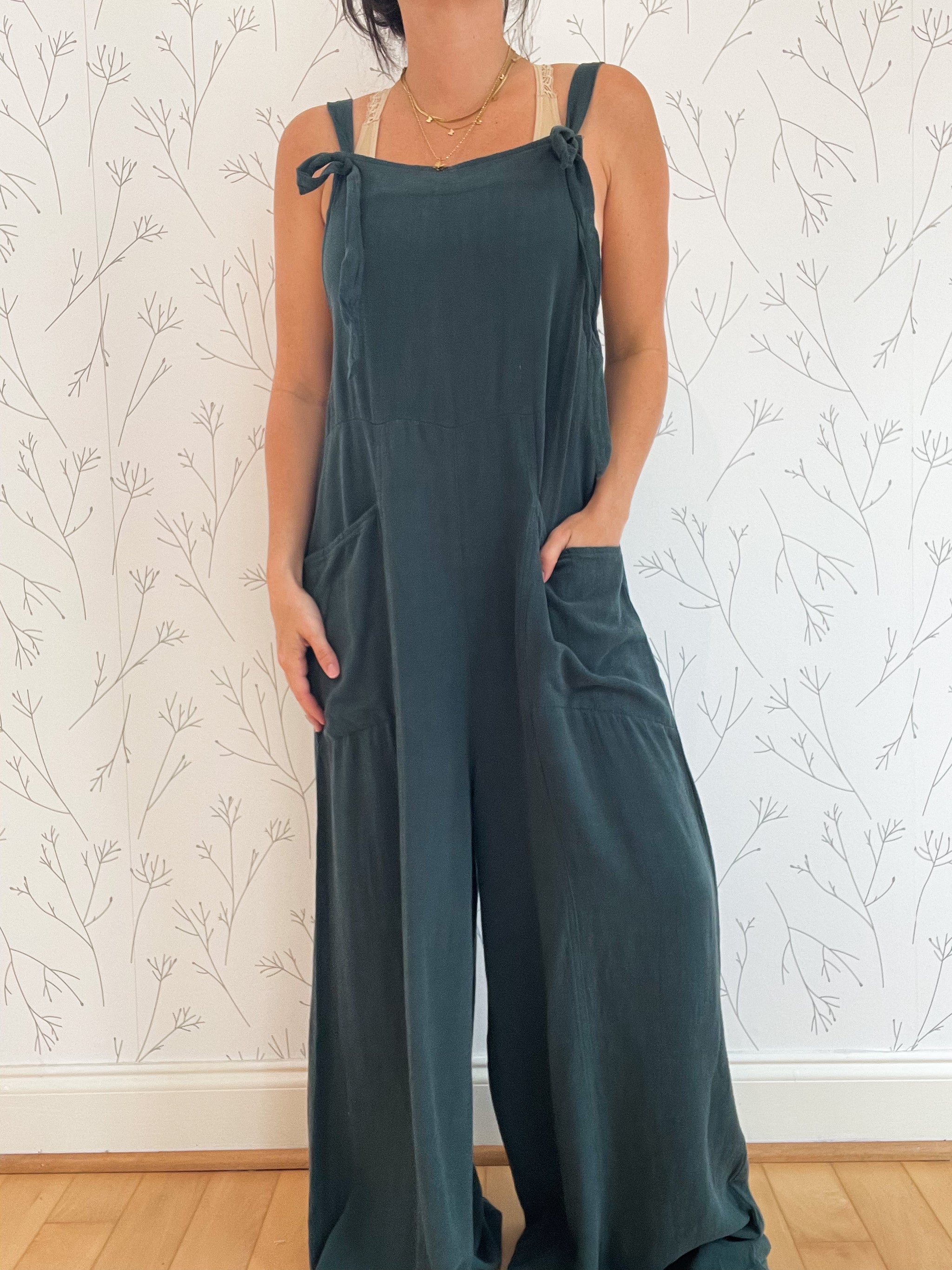 Linen Wide Leg Jumpsuit - Including Plus