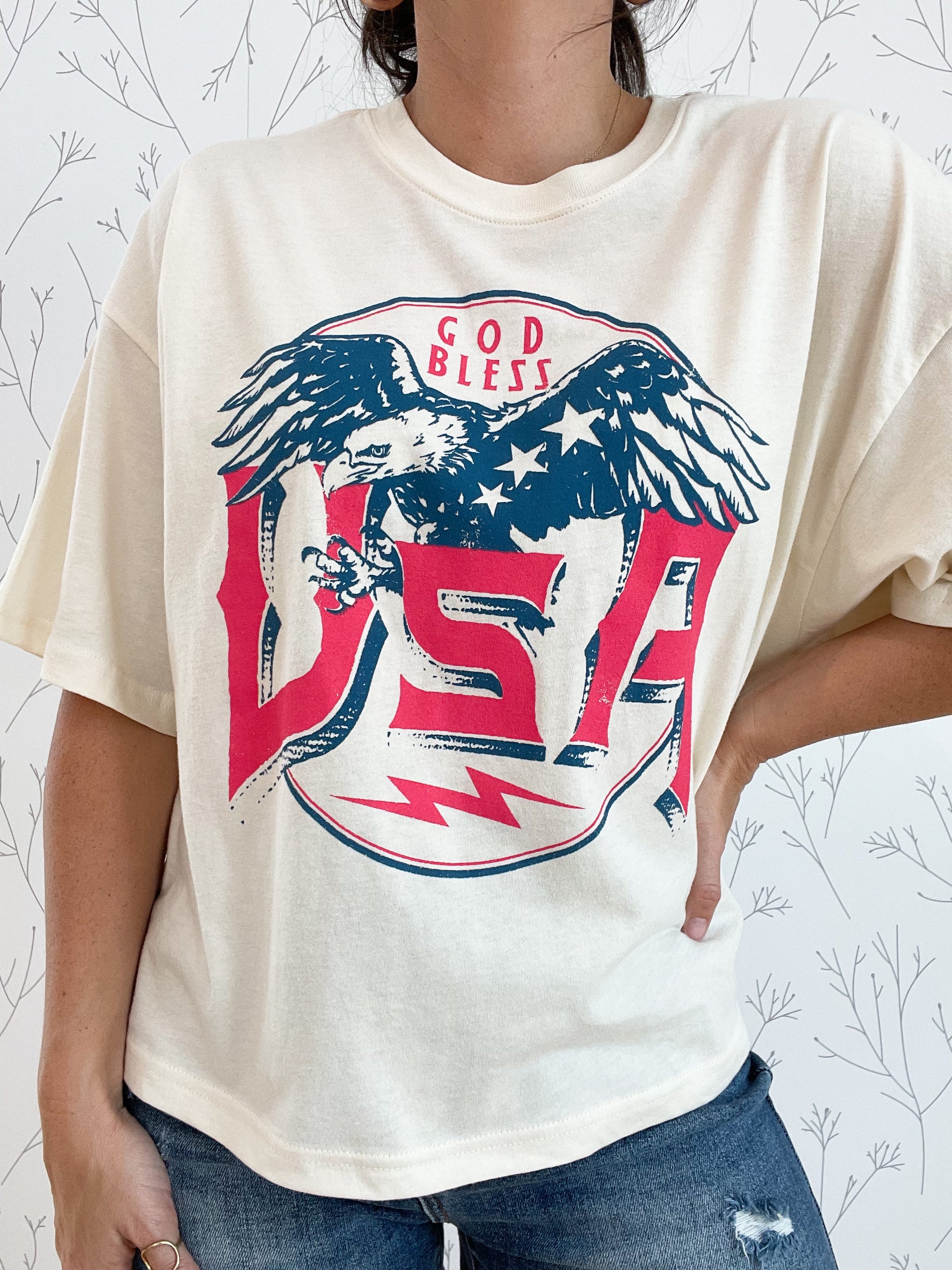 "God Bless America" Cropped Tee