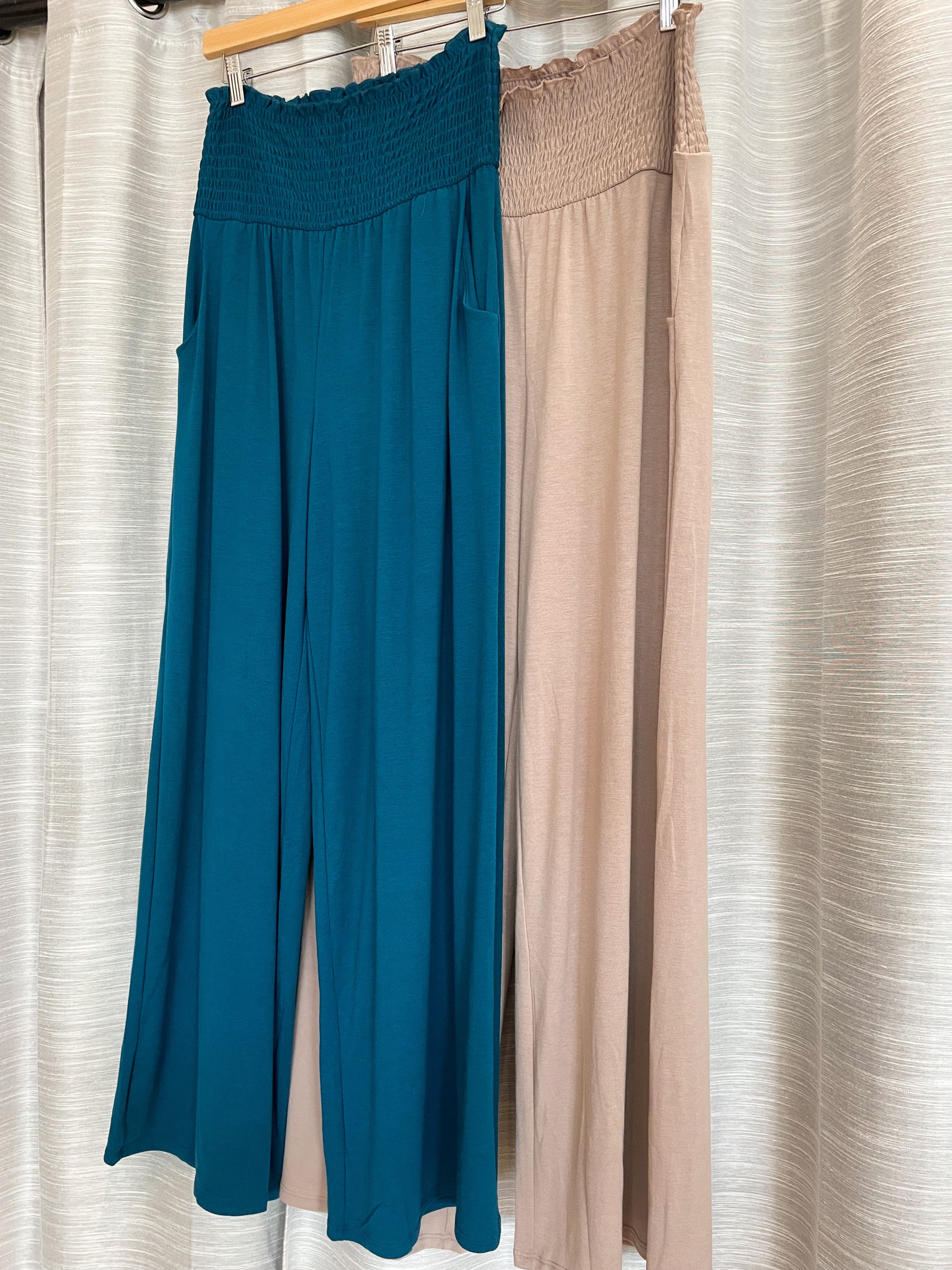 Smocked Waistband Wide Leg Pants Plus