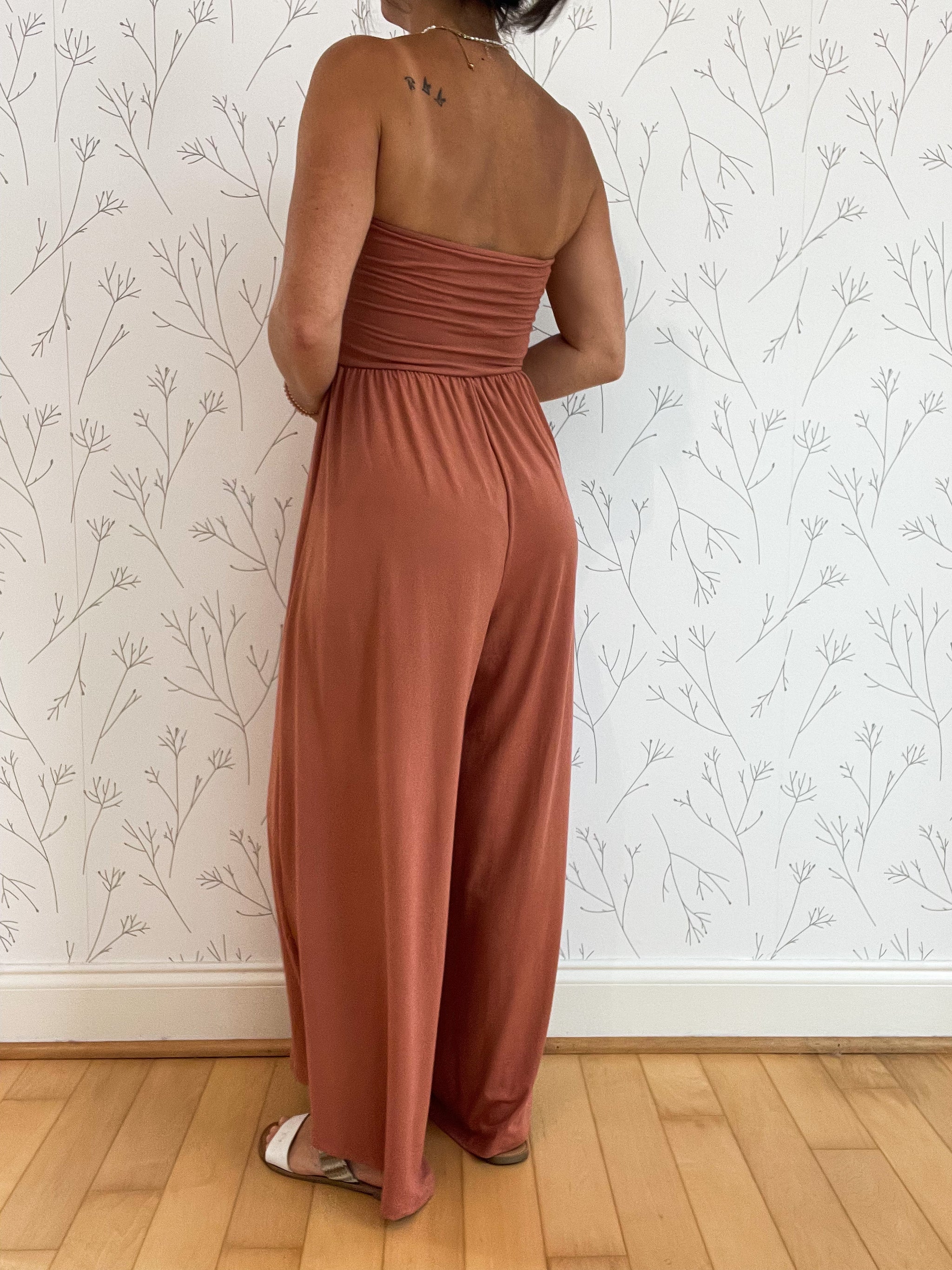 Strapless Wide Leg Jumpsuit