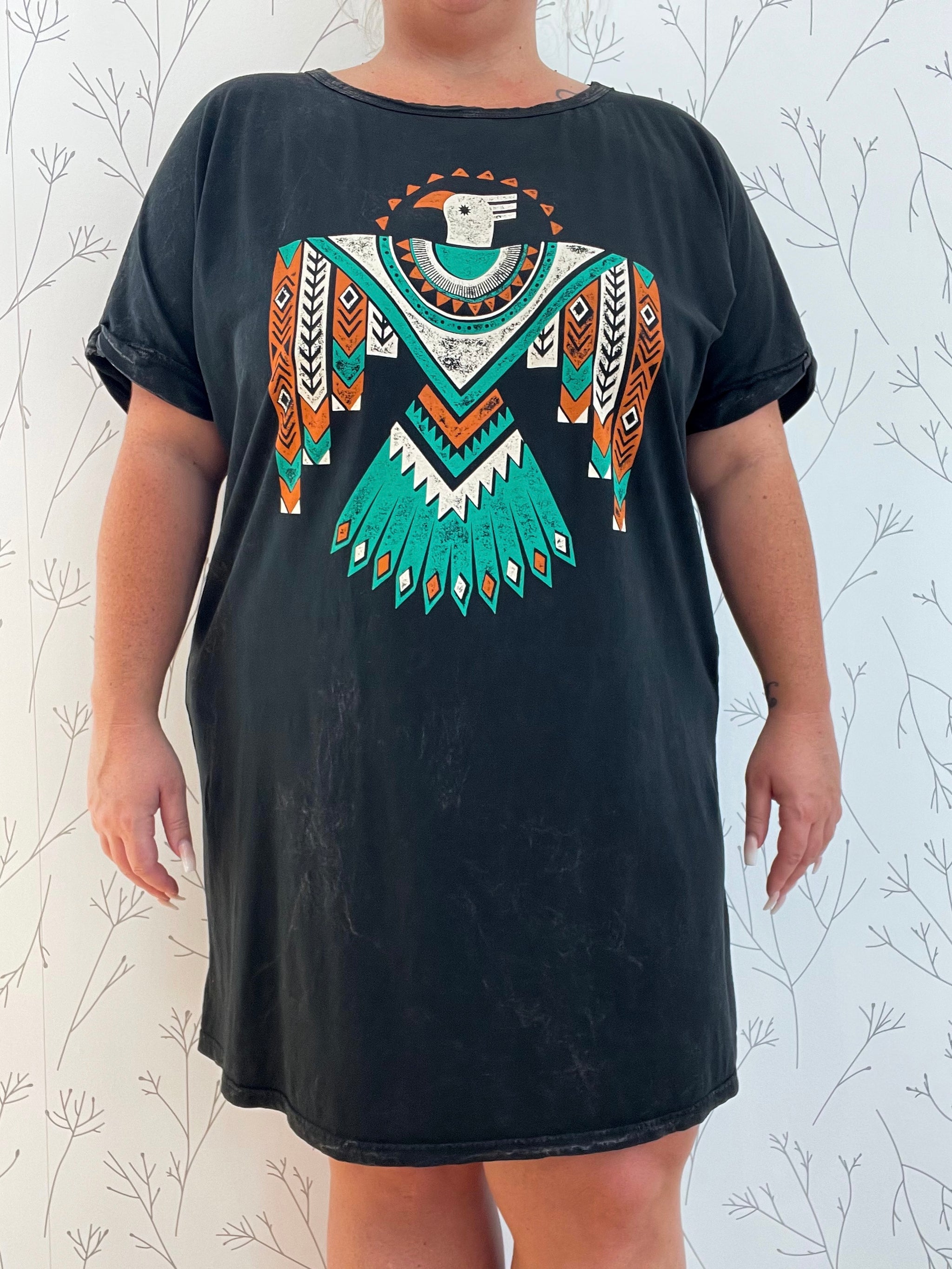 Aztec Print Graphic T-Shirt Dress (Plus)