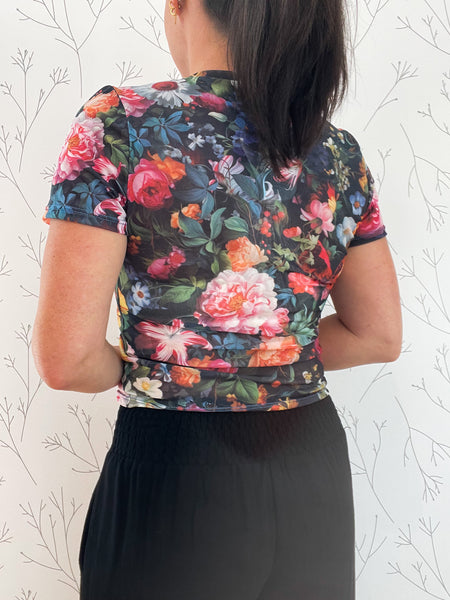 Garden Floral Mesh Fitted Top