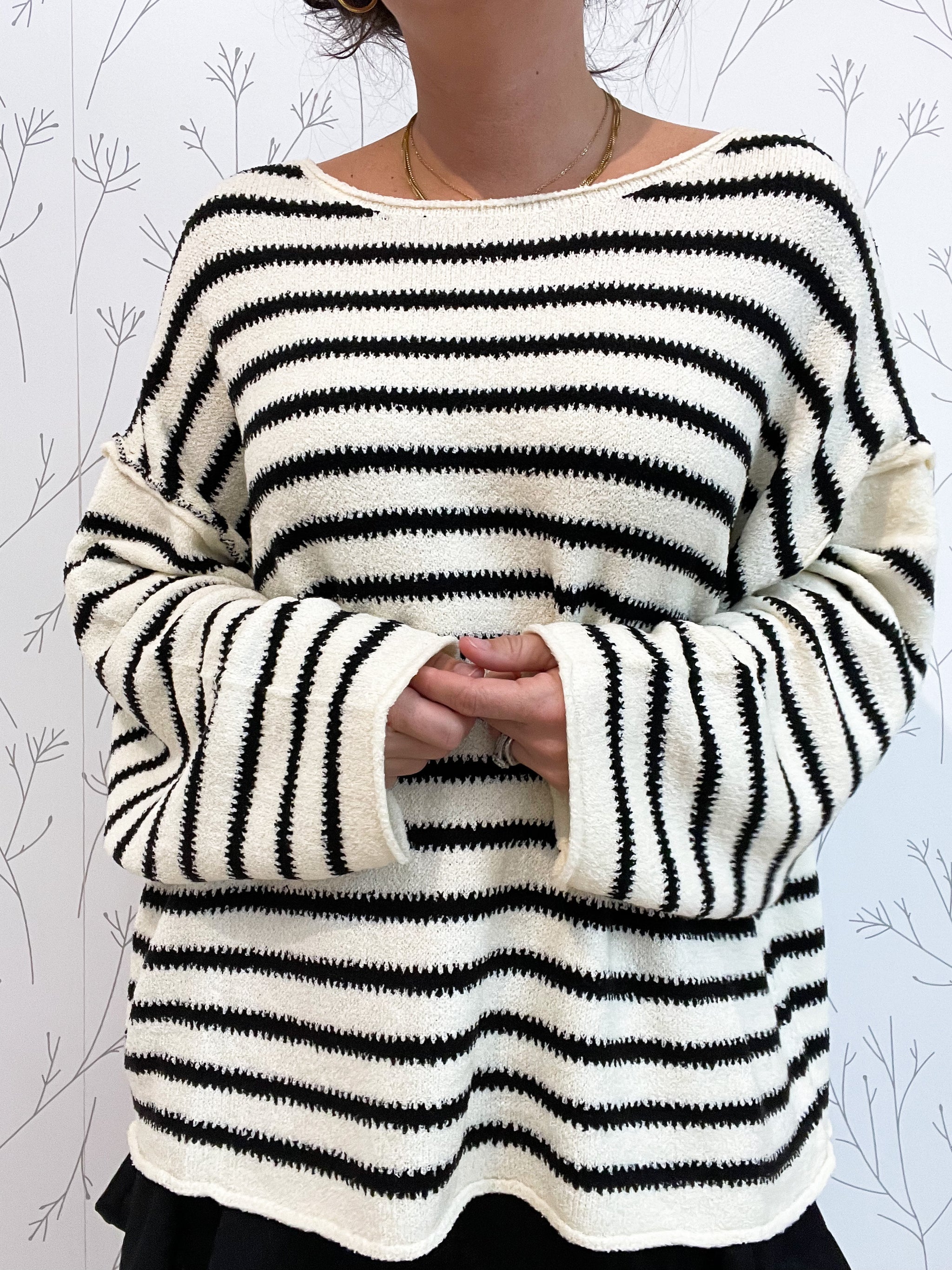Striped Knit Oversized Sweater
