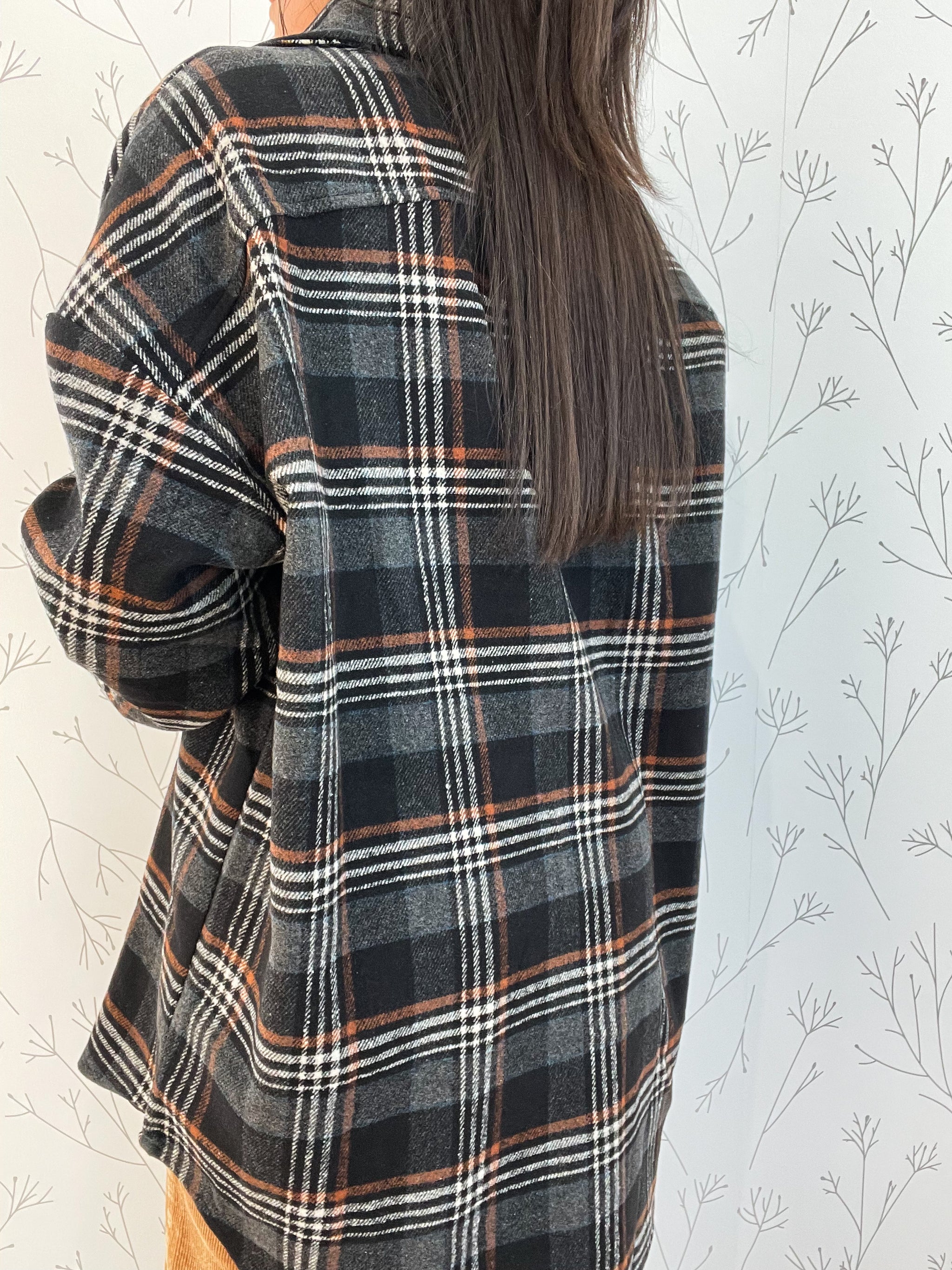 Plaid Long Sleeve Button Up Shacket