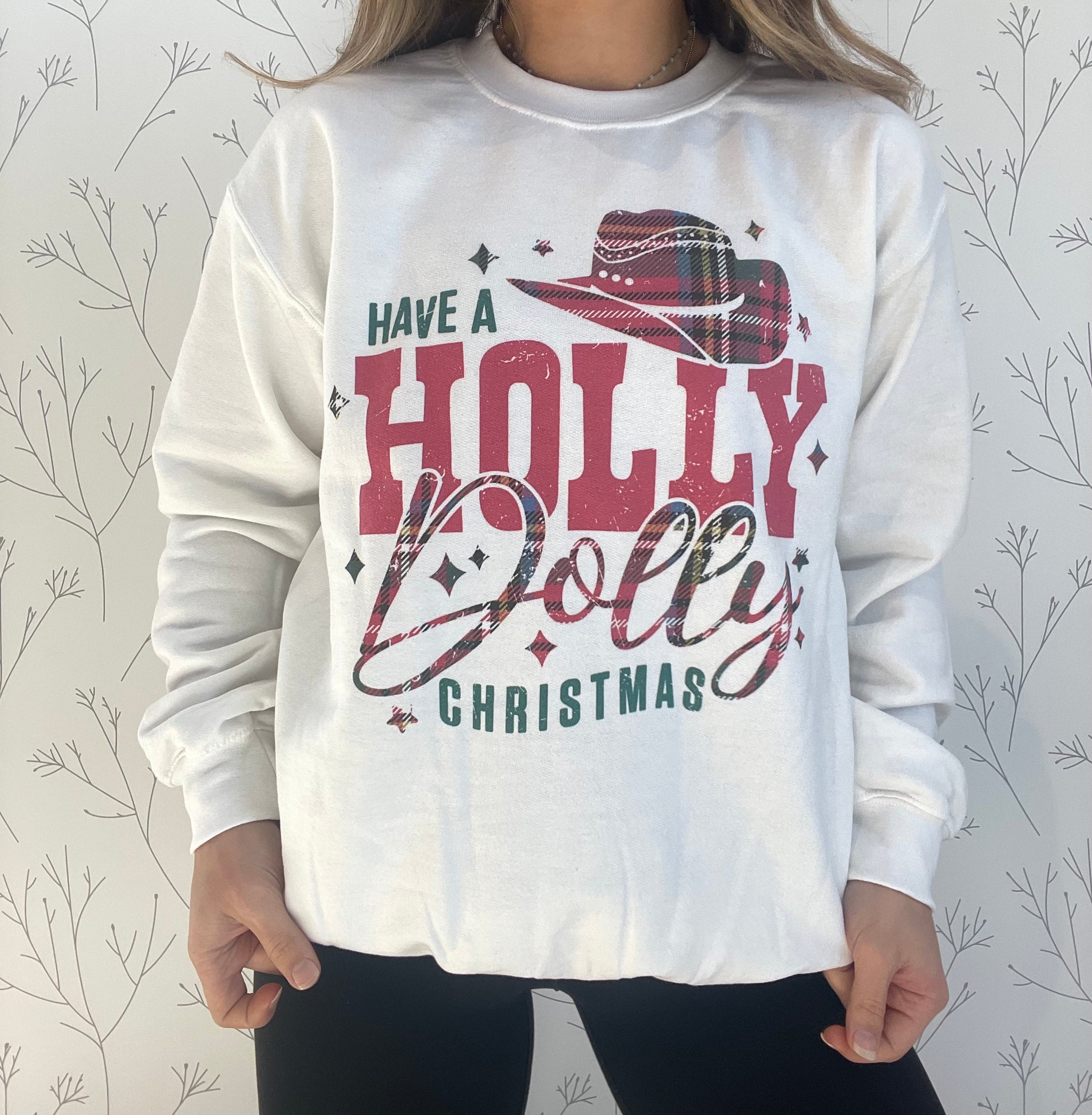"Holly Dolly Christmas" Graphic Pullover (Including Plus)