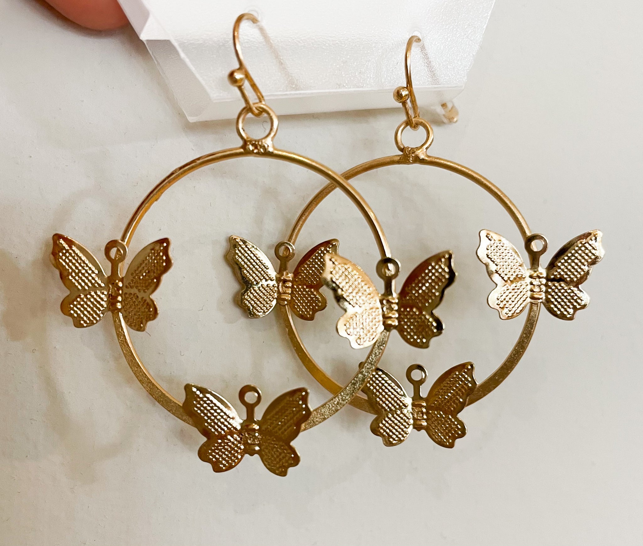 Gold Hoop/Butterfly Charm Earring
