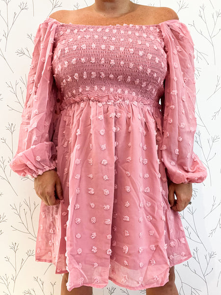 Swiss Dot Smocked Dress Plus