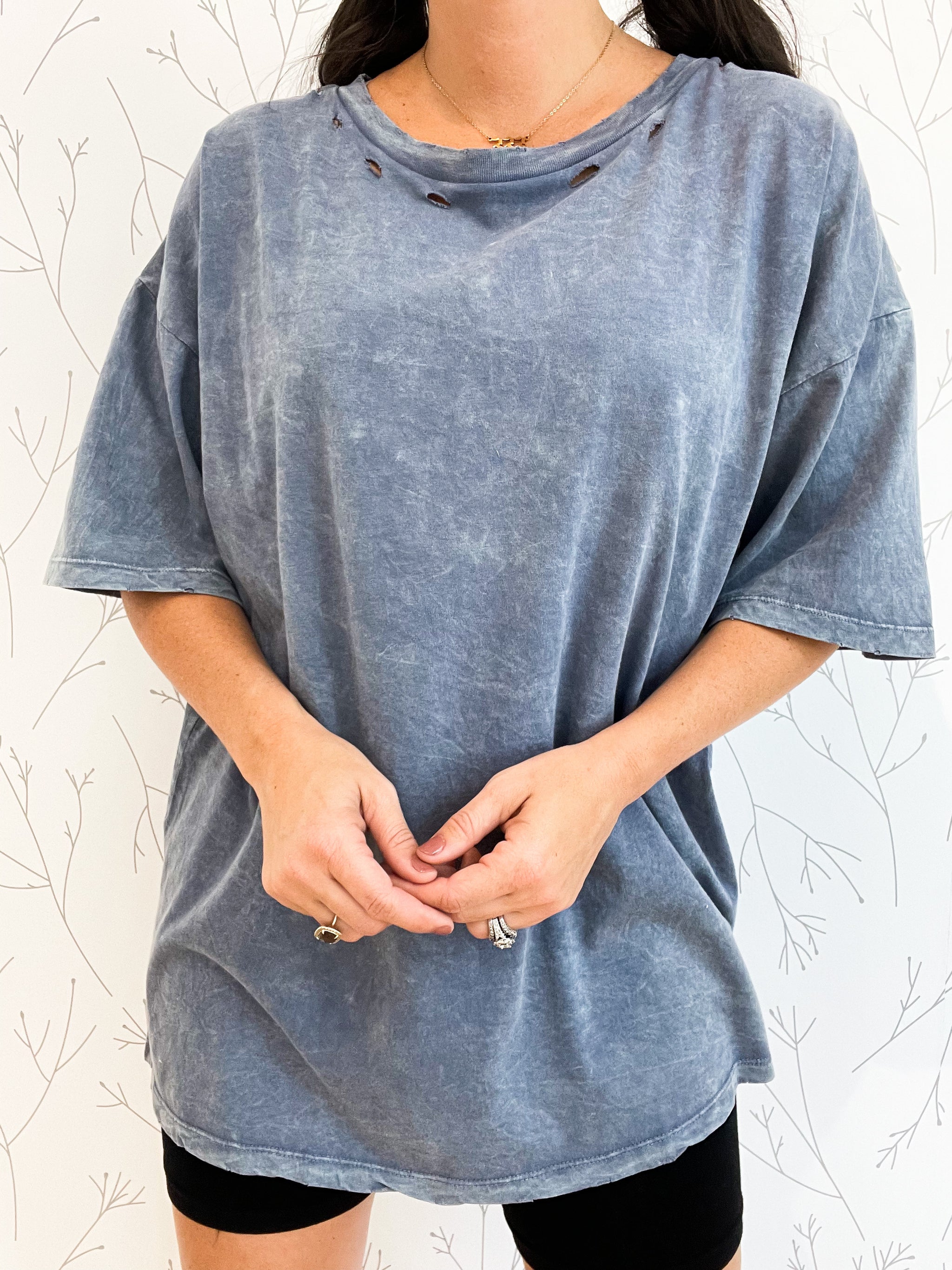 Mineral Wash Oversized Distressed Tee